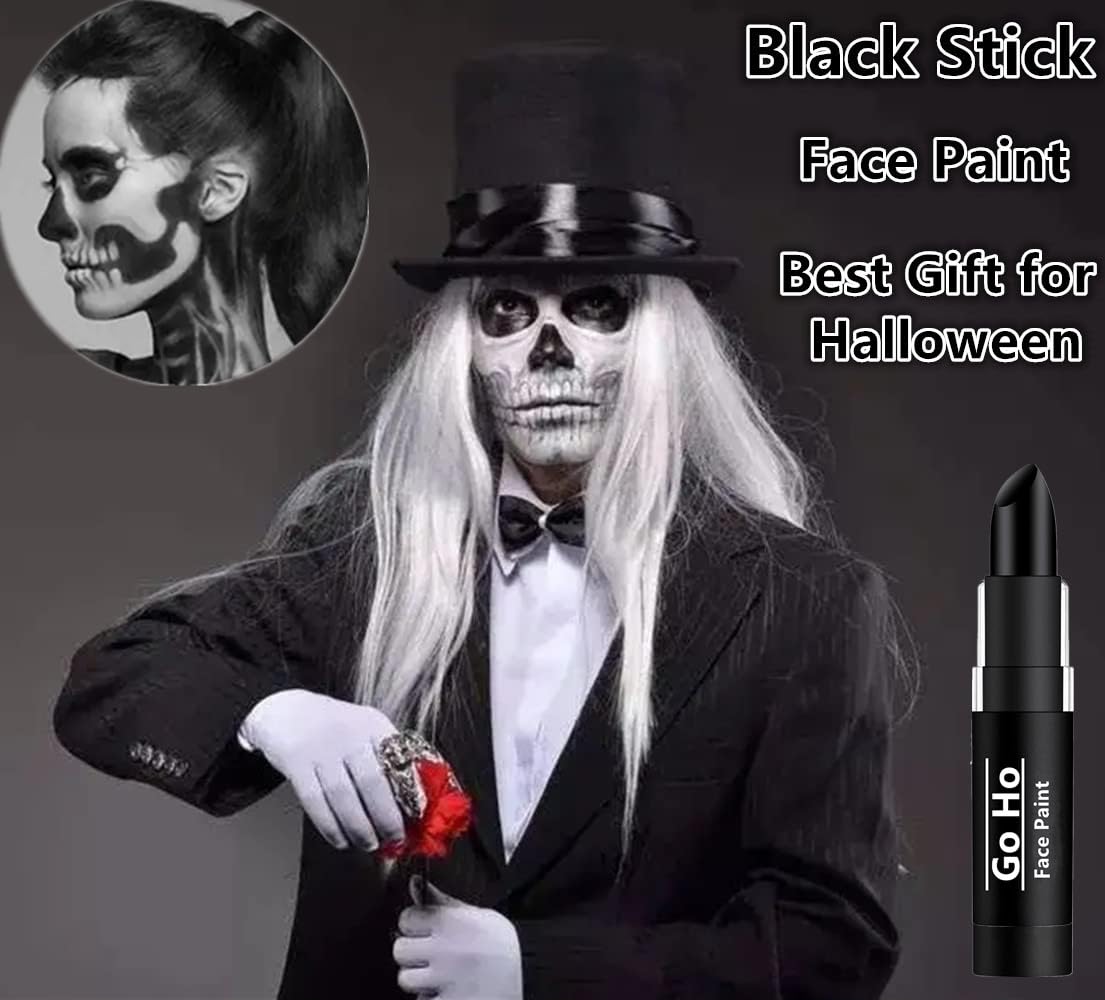 Go Ho Makeup Clown Black Cream-Blendable Stick - Black Face Body Paint Stick Professional Sfx Makeup Cosplay Costume,Safe Facepa