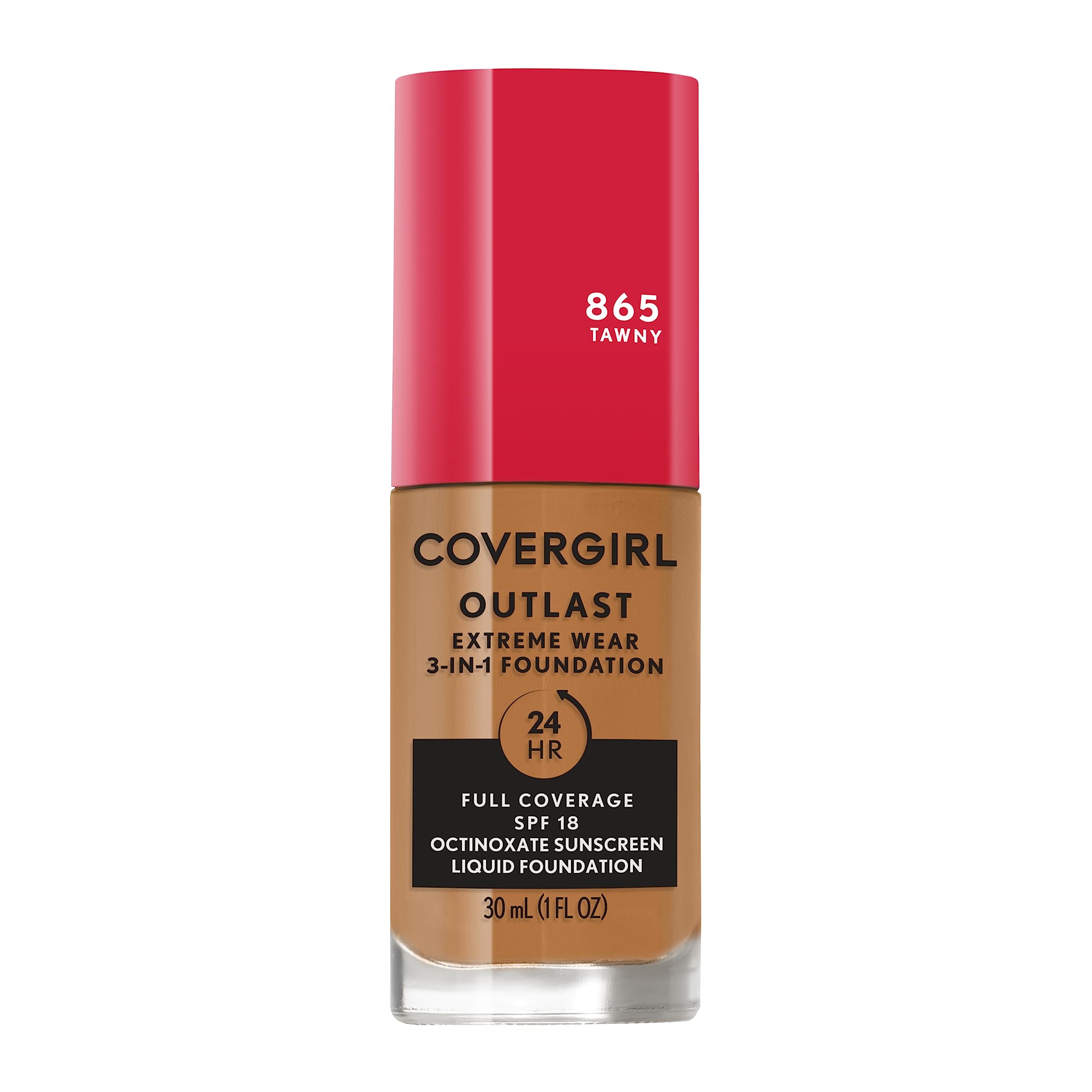 Covergirl Outlast Extreme Wear 3-In-1 Full Coverage Liquid Foundation, Spf 18 Sunscreen, Tawny, 1 Fl. Oz.