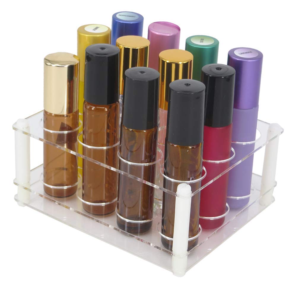 BOXIN 12Slots Roller Bottles Holder, Perfect Vertically Hold For Essential Oils Rollers, Great Oils Display Holder Roller Bottle