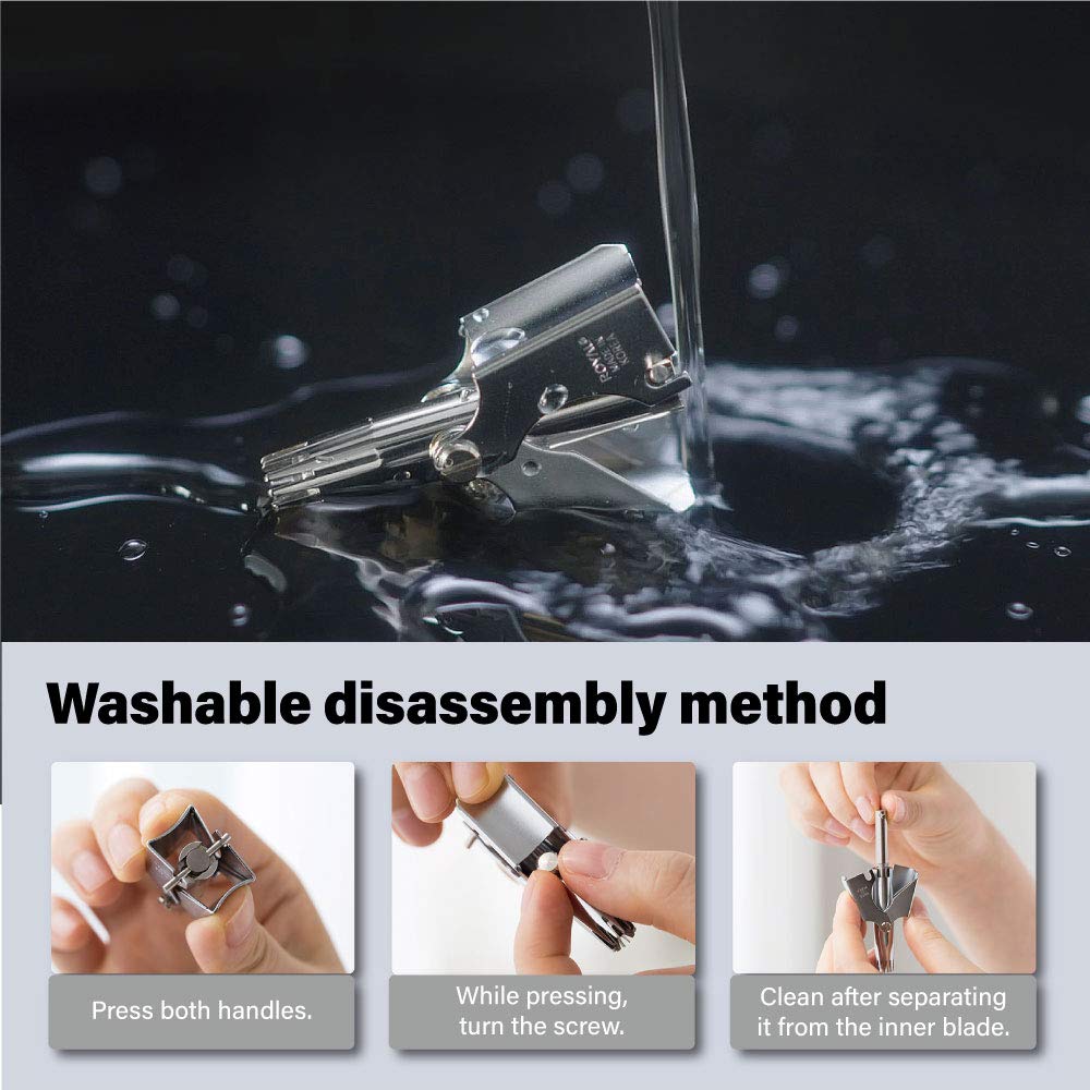 ROYAL Nose Hair Trimmer ET-4, Manual & Waterproof, Stainless Steel, Silver, Battery-Free, 1 Count