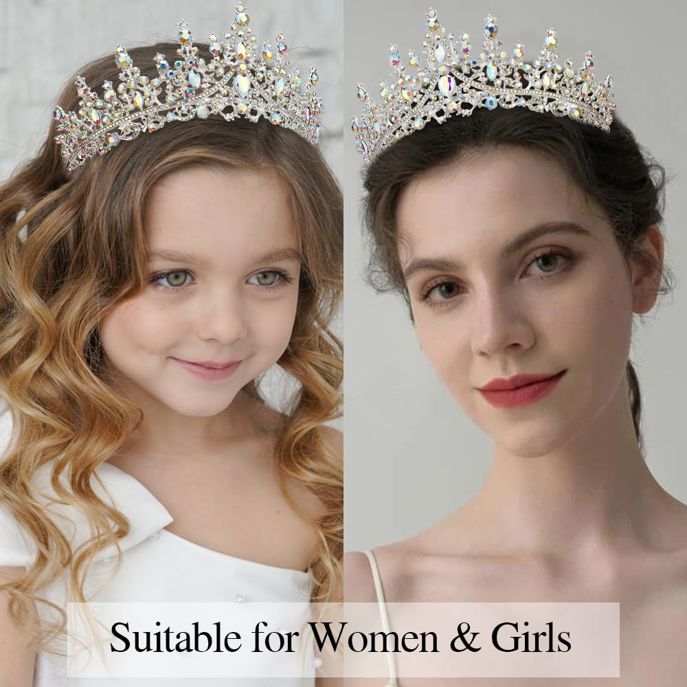 ATODEN Birthday Queen Sash Silver Tiara Crown Tiaras and Crowns for Women Girls Crystal Princess Tiara AB Rhinestone Headbands Q