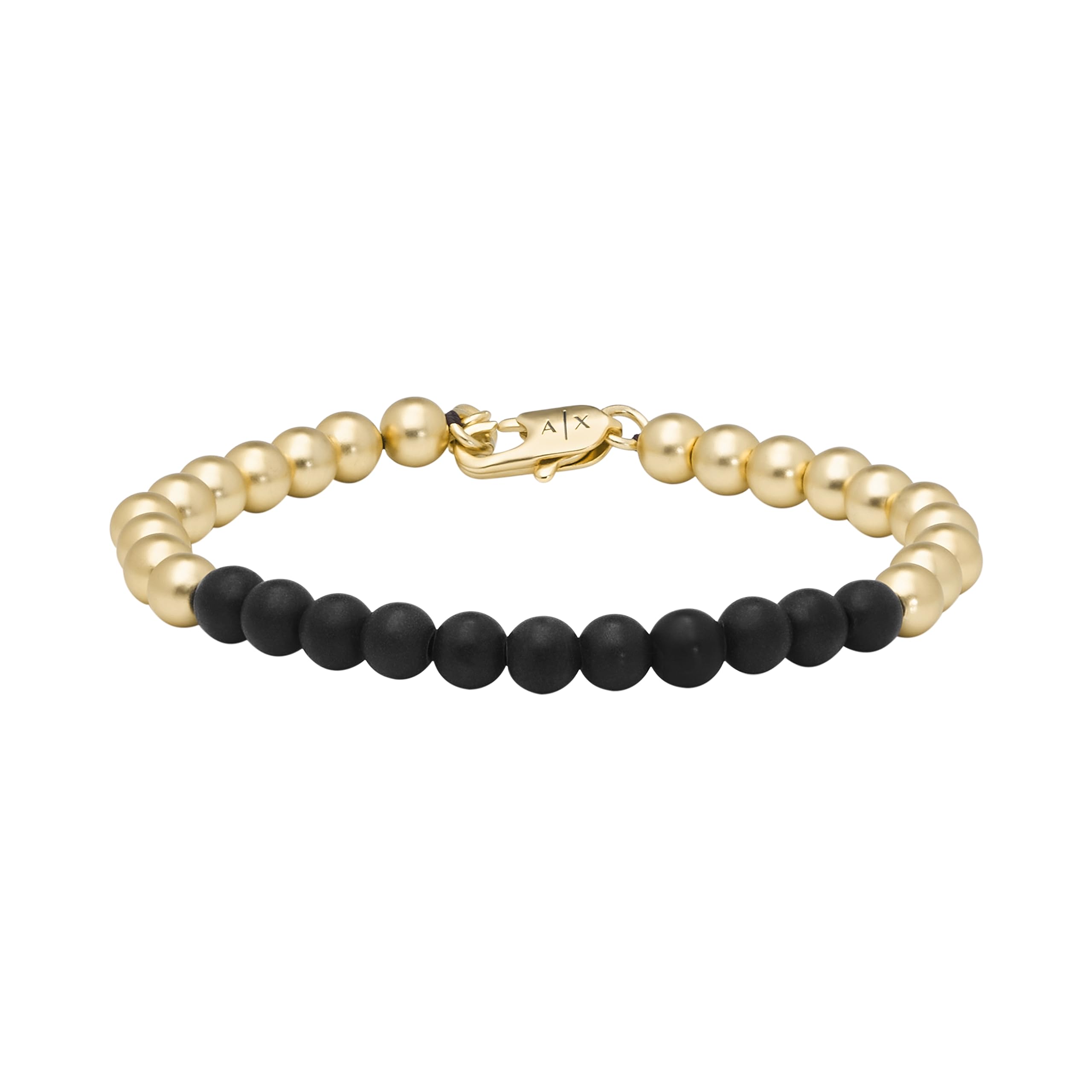 Armani Exchange A|X Mens Two-Tone Brass Beaded Bracelet (Model: AXG0119710)