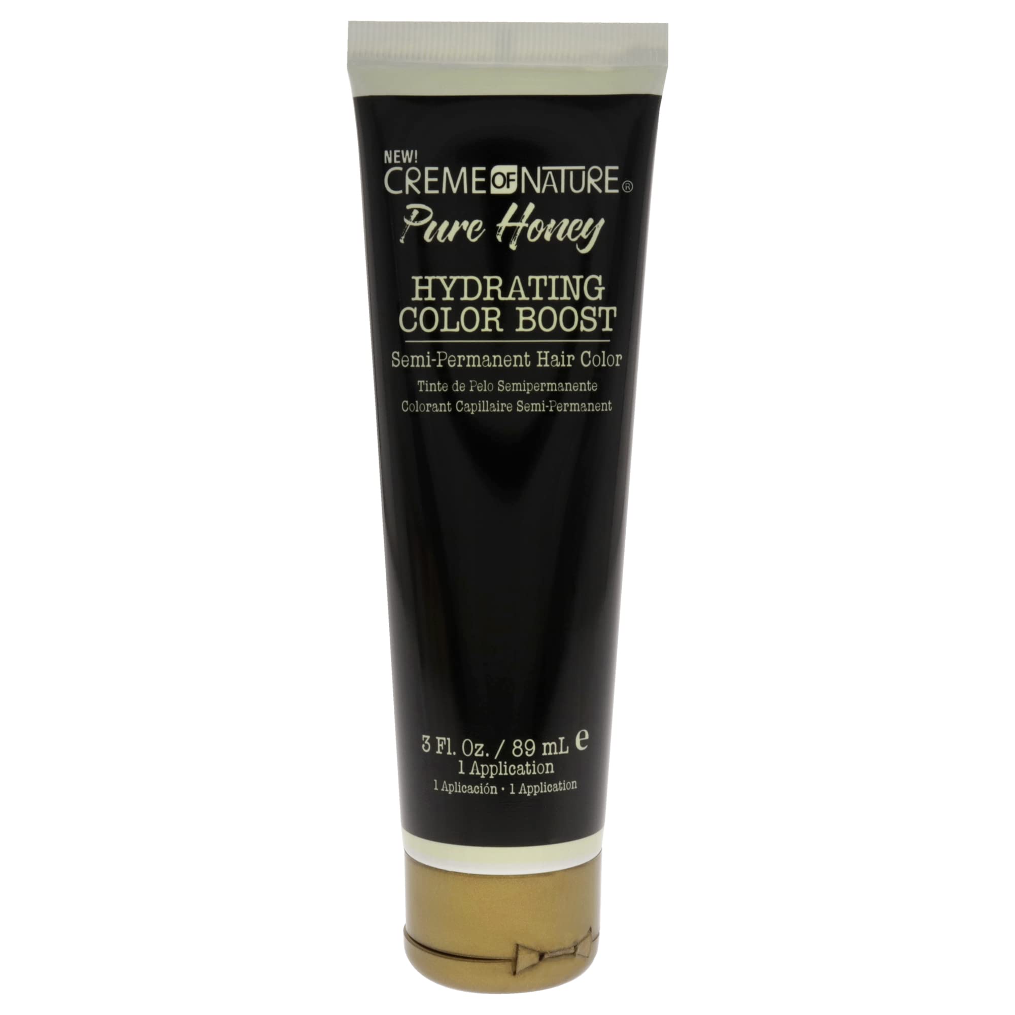 Creme of Nature Pure Honey Hydrating Color Boost Semi-Permanent Hair Color - Silky Jet Black Hair Color Unisex 3 oz