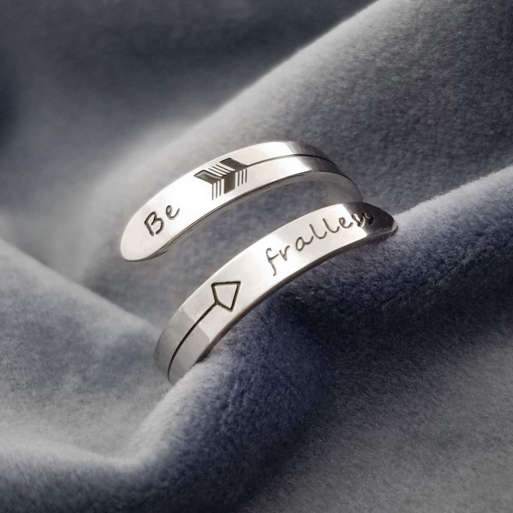 Vrycot Adjustable Be fralles ring Stainless Steel Silver Inspirational Opening Stacking Cute Band