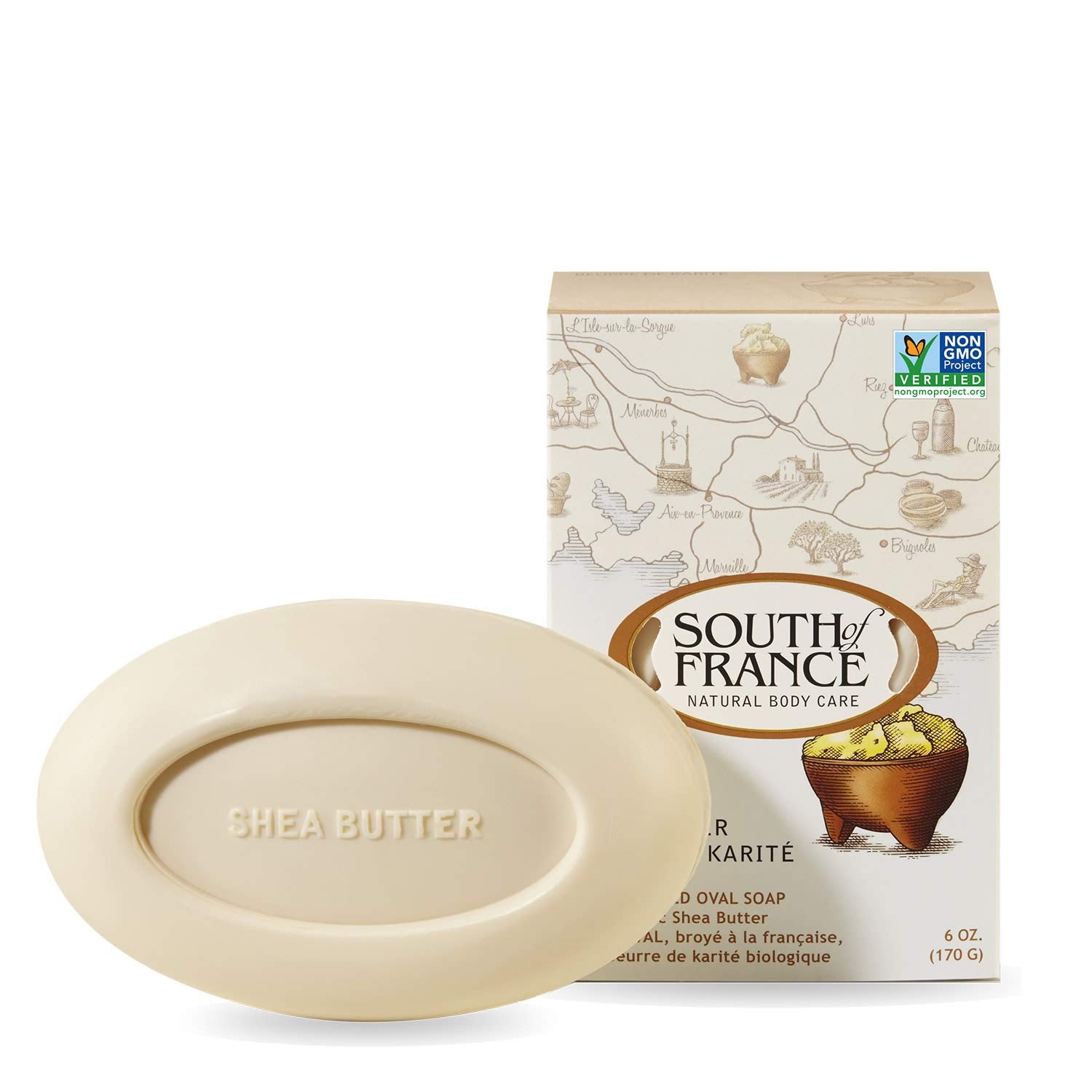 South Of France French Milled Vegetable Bar Soap, Shea Butter, 6 Oz