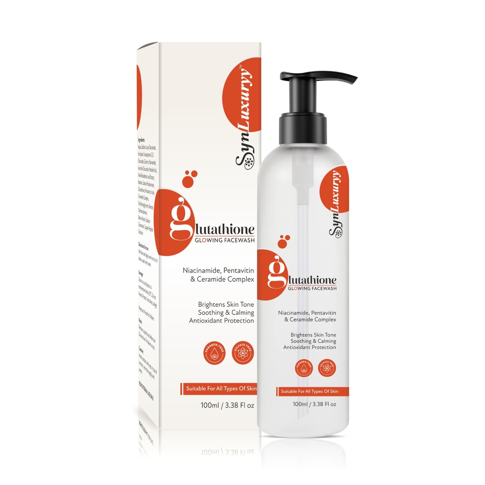 Syn Luxuryy Glutathione Face Wash With Niacinamide & Ceramide | Brightening Facewash For Glowing Skin | Deep Cleansing, Hydratin