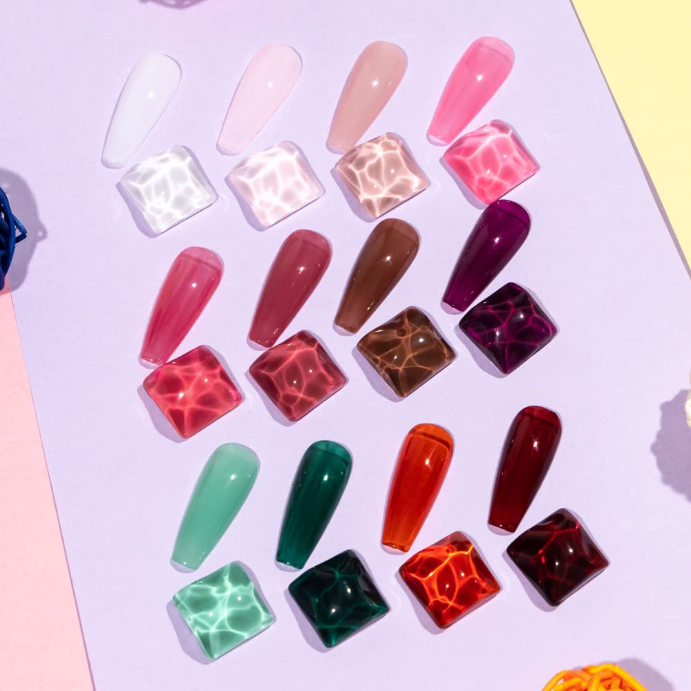 Mizhse Jelly Gel Nail Polish Set 12 Color, Clear Translucent Spring Gel Polish 7Ml, Sheer Manicure Kit Uv Led Soak Off Varnish F