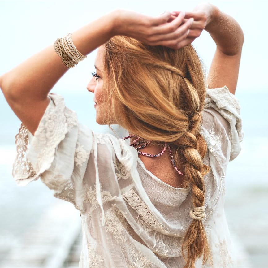 Chanaco Hair Accessories: No-Damage Elastic Ties For Thick & Thin Hair, Boho Bracelets, Trendy Ponytail Holders - Gift Ideas For