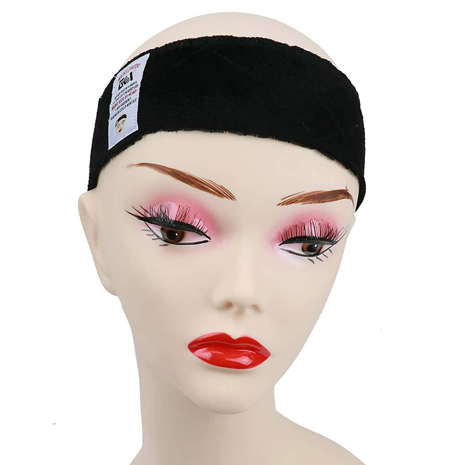 GEXWORLDWIDE GEX Beauty Flexible Velvet Wig Grip Scarf Head Hair Band Wig Band Adjustable Fastern (Dark Black)