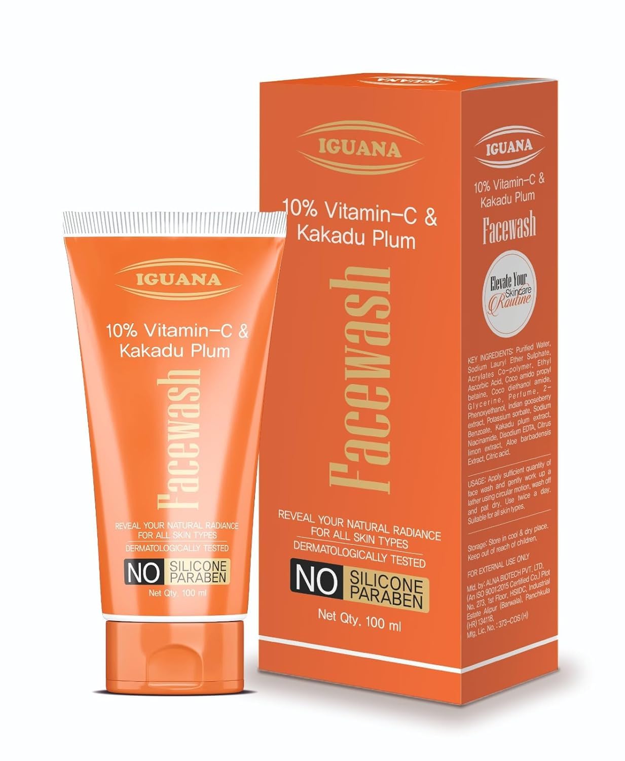 Iguana Vitamin C Face Wash for Men & Women, Skin Brightening Face Cleanser, Helps Reduce Dark Spots Appearance, Deep Pore Cleans