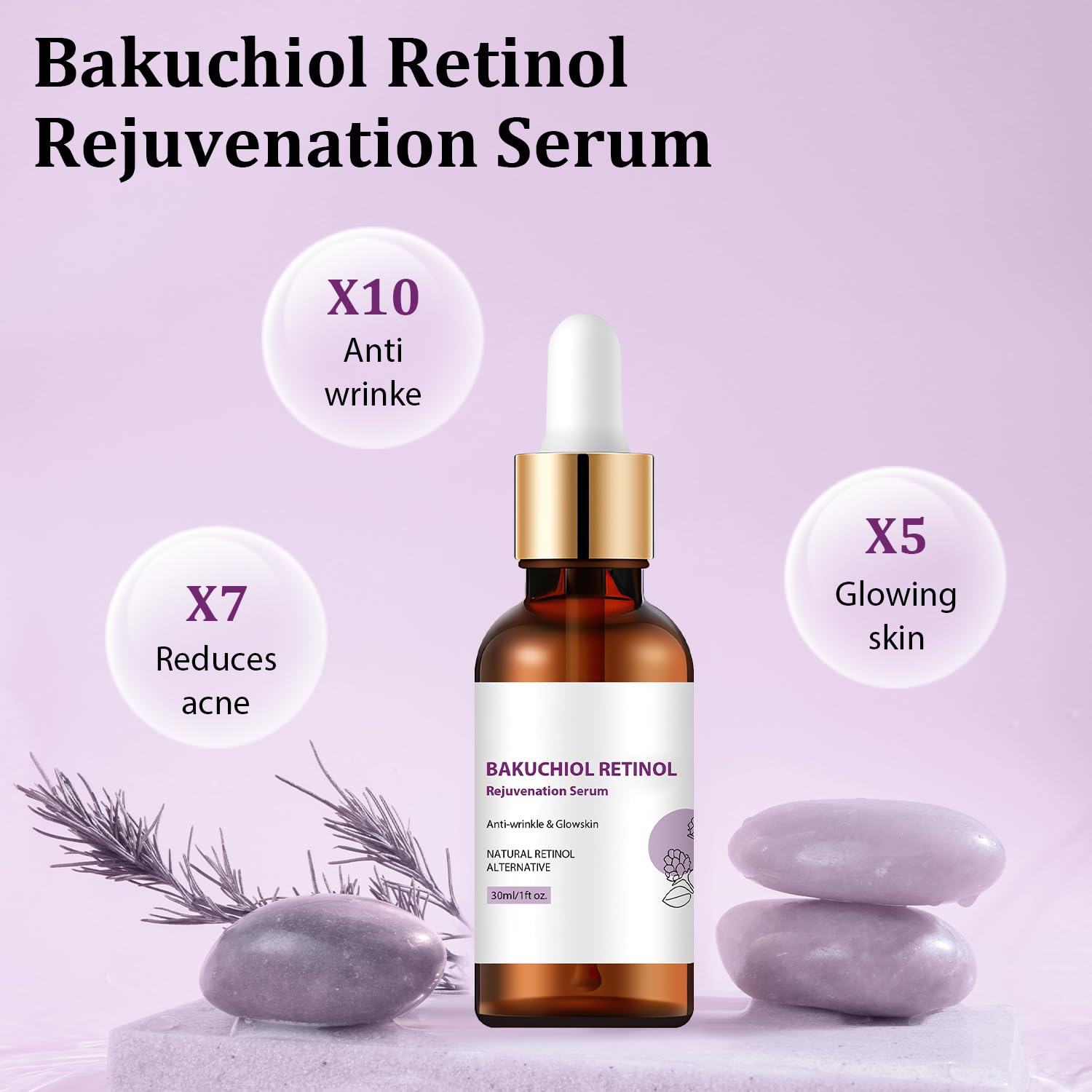 Lucift Bakuchiol Retinol Serum - Anti-Aging Rejuvenation, 0.01 Fl Oz (Pack of 2)