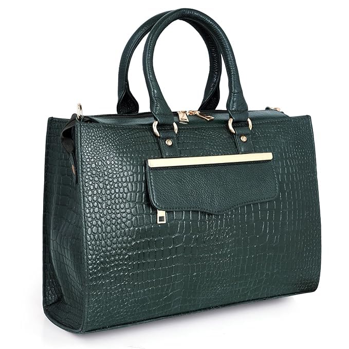 Hyatt Leather Accessories FullGrain Cro Leather TopHandle Satchels Tote Handbags & Shoulder Sling Bags For Women Office Brande