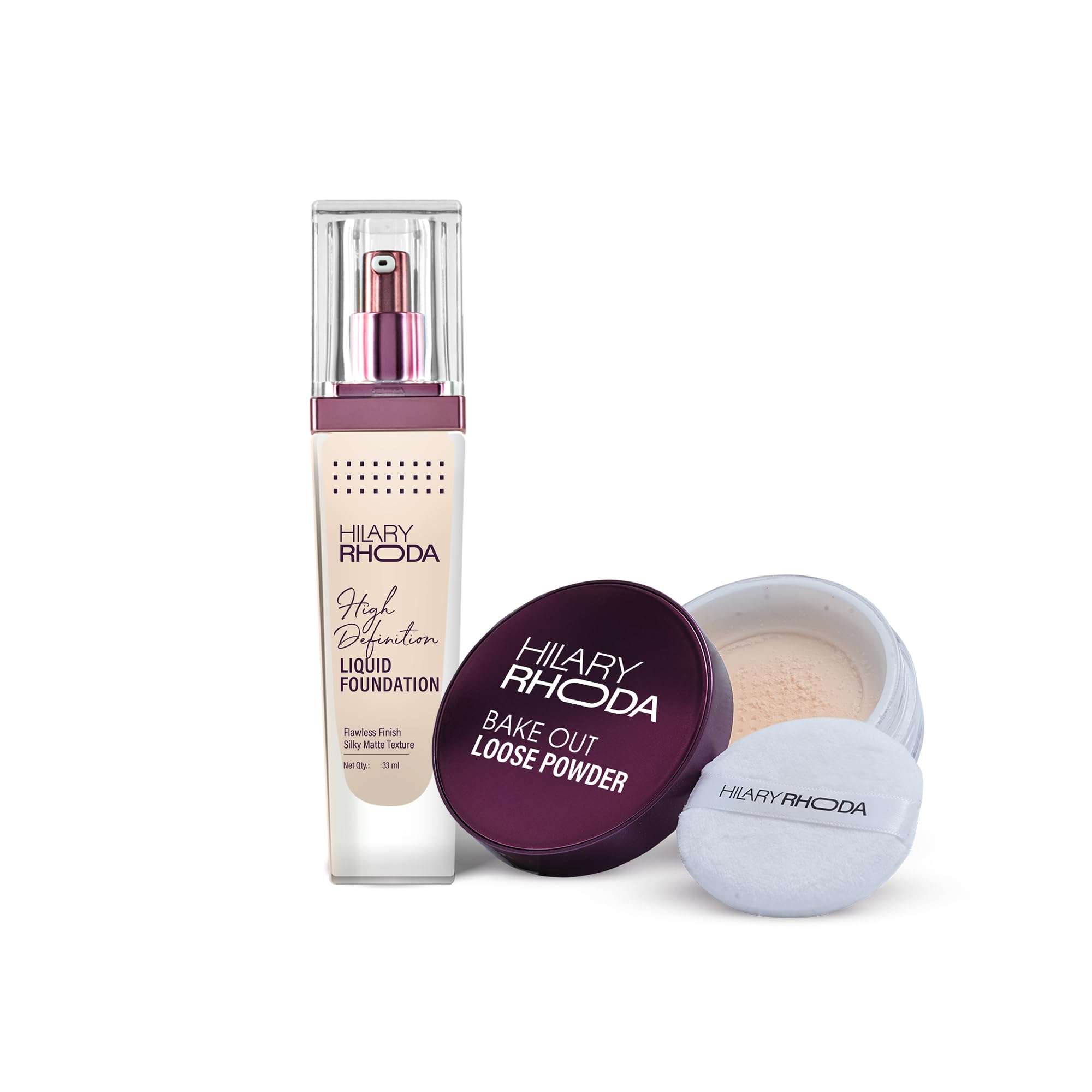 Hilary Rhoda Perfect Base Makeup Kit | Matte Finish | Makeup Kit | Foundation | Loose Powder |Buildable Coverage | Gift Box | Ma