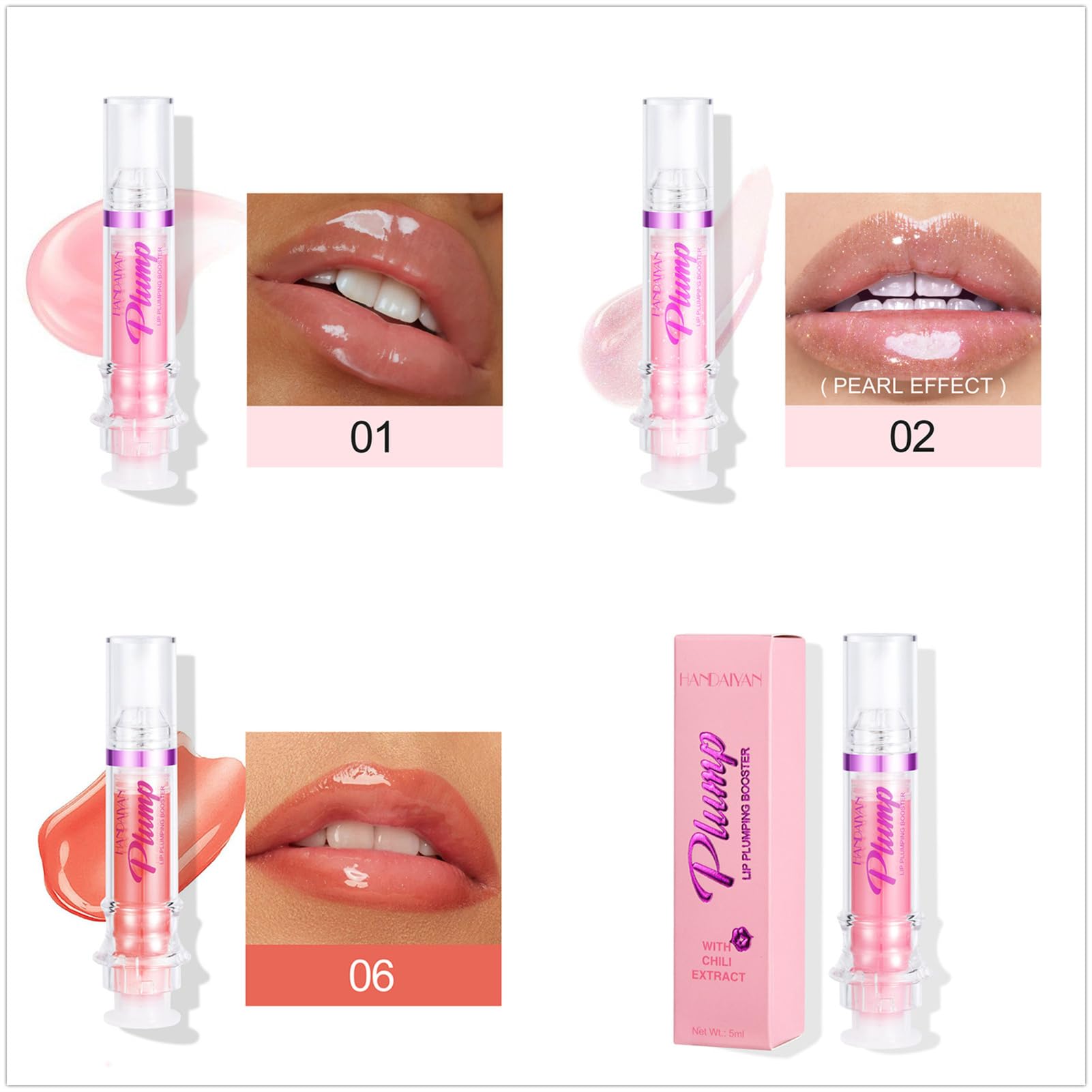 3 Colors Lip Plumping Booster, Spicy Lip Plumper Gloss Lip Plumping Oil, Ultra-Hydrating Nourishing Plump And Pout Lip Plumper,