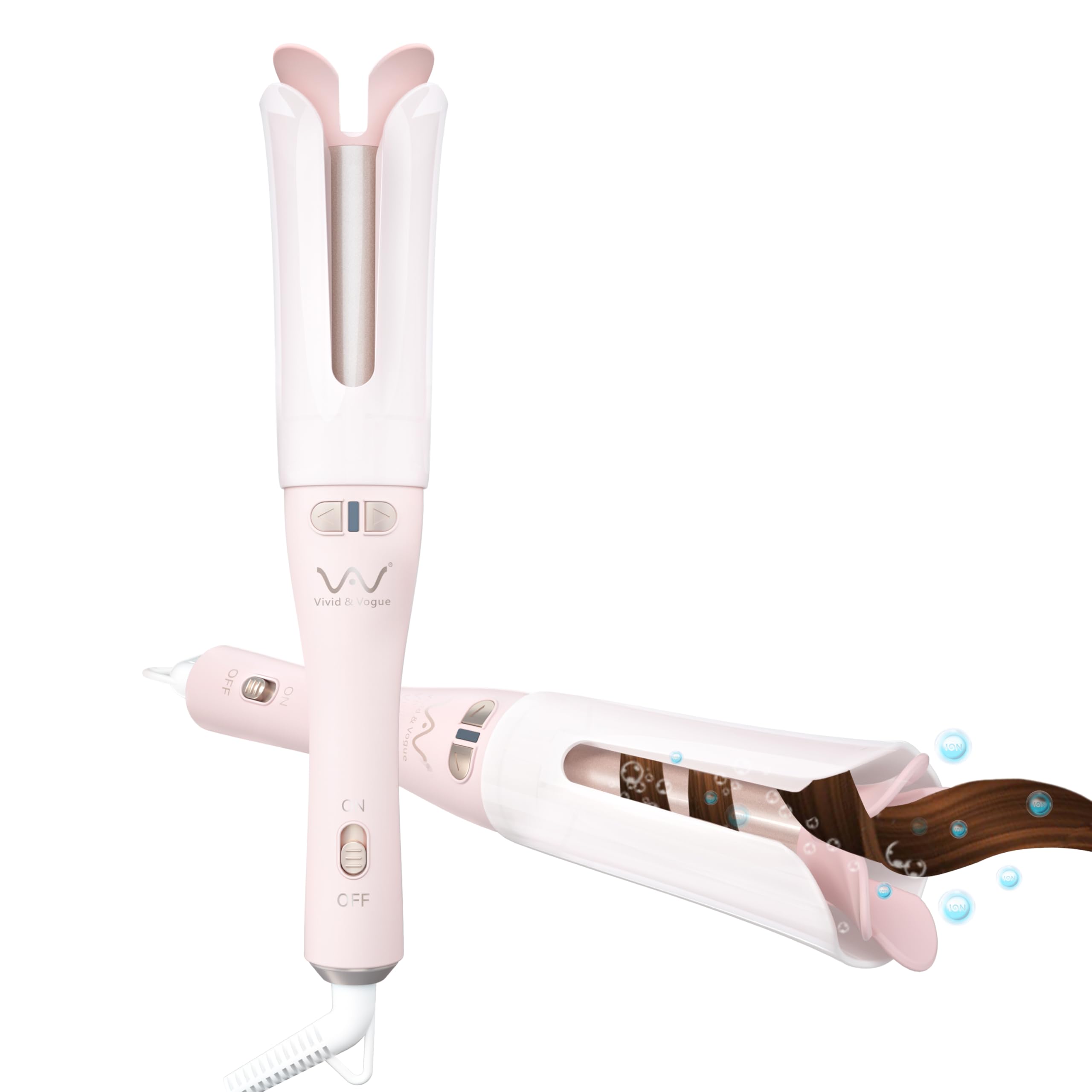 VAV Automatic Hair Curling Iron Negative Ionic Hair Curler Ceramic 1.25 Barrel Ideal for Creating Versatile Curls