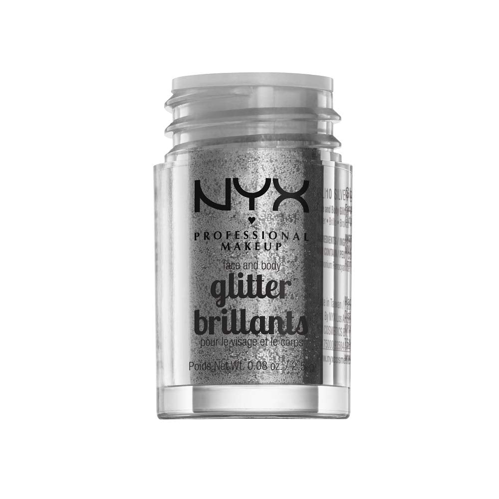NYX PROFESSIONAL MAKEUP Face & Body Glitter, Silver