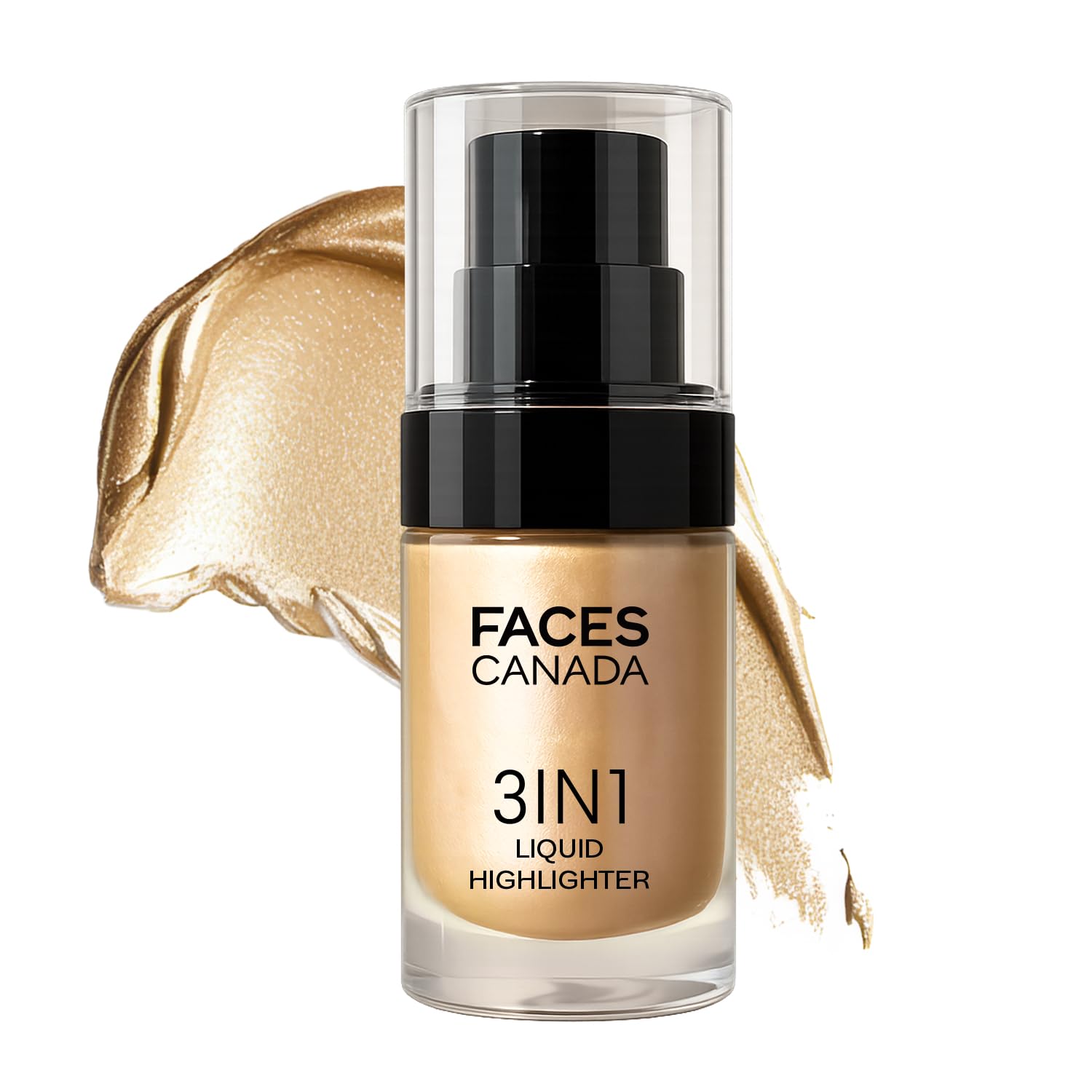 Faces Canada 3 In 1 Liquid Highlighter  Gold 01, 15Ml | Primer | Highlighter | Strobe Serum | Luminous Finish | Lightweight For