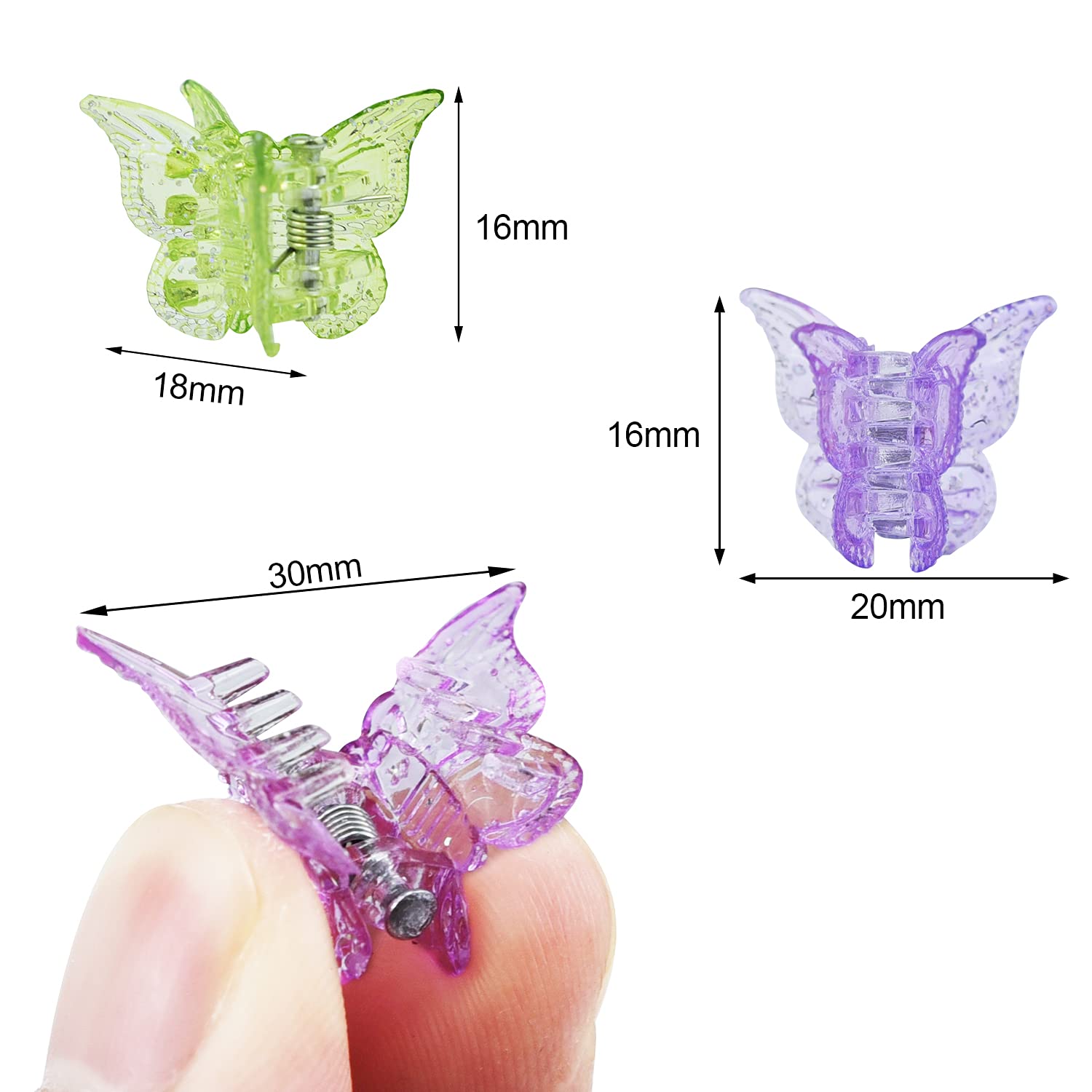 Eaone 50 Pieces Butterfly Hair Clips Pastel Mini Cute Hair Accessories For 90S Girls Women With Box Package, Sparkle Candy Color