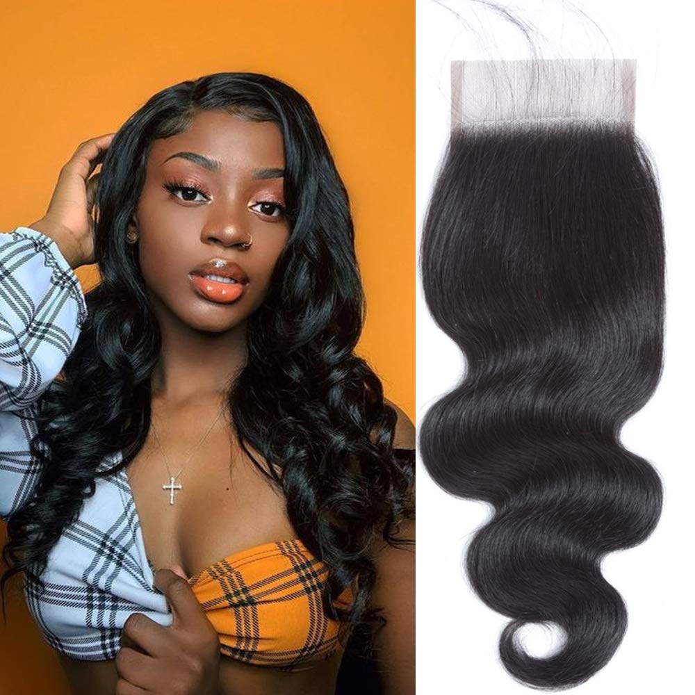 Qthair 12A Transaparent Color Lace Closure Brazilian Body Wave 4''X4'' Free Part Human Hair Lace Closure 100% Unprocessed Brazil