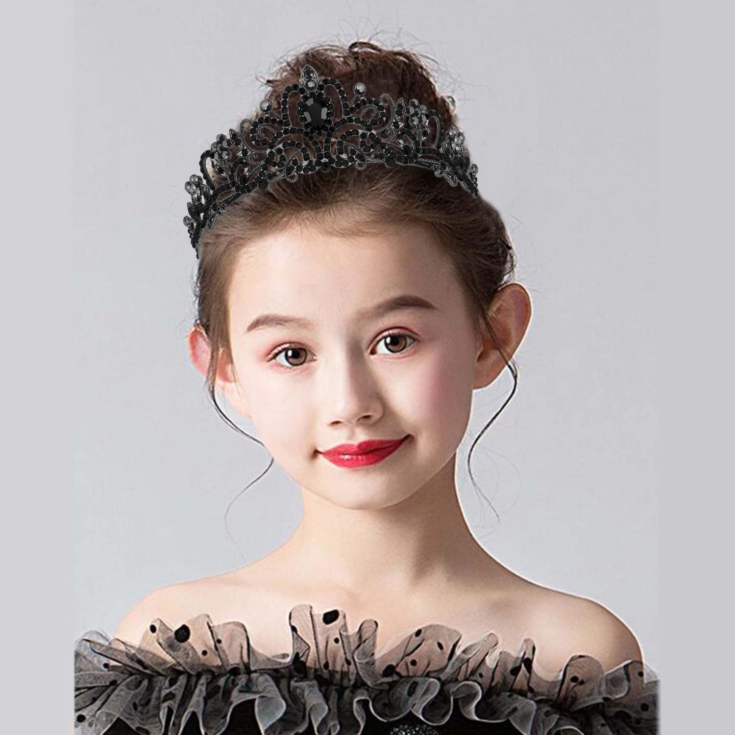 Chanaco Black Crown Tiaras For Women Black Tiara Gothic Crown Princess Rhinestone Crown Headband Crystal Baroque Queen Crowns He