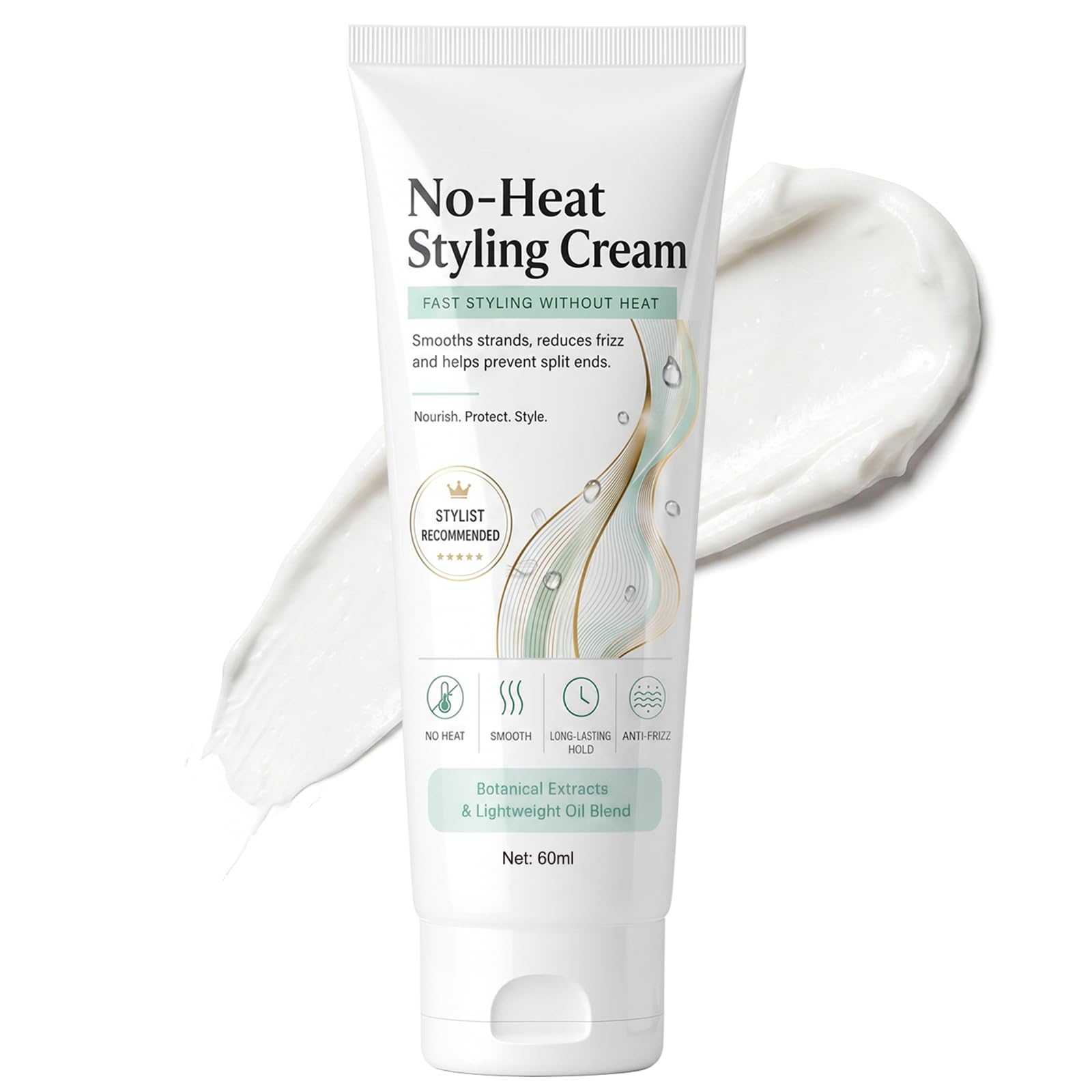 Air Dry Styling Cream, 60ml No Heat Hair Texturizer for All Hair Types
