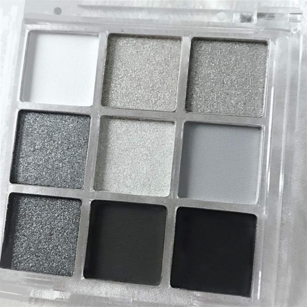 Go Ho Black/Silver Smokey Eyeshadow Palette,White Eye Black Eye Shadow Palette,9 Colors Matte&Shimmer Eye Makeup Palette,Grey Wh
