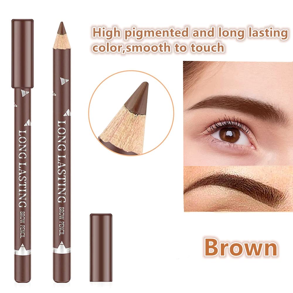 Go Ho 12 Pcs Brown Eyebrow Eyeliner Pencils Makeup Pen,Sweatproof Eye Brow Pencil,Long-Lasting Nice Color Eye Brow Gel Pen Makeu