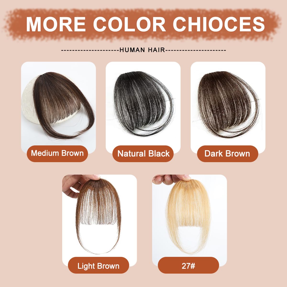 Bangs Hair Clip In Bangs 100% Human Hair Extensions Dark Brown Wispy Bangs Clip On Bangs For Women Fringe With Temples Hairpiece