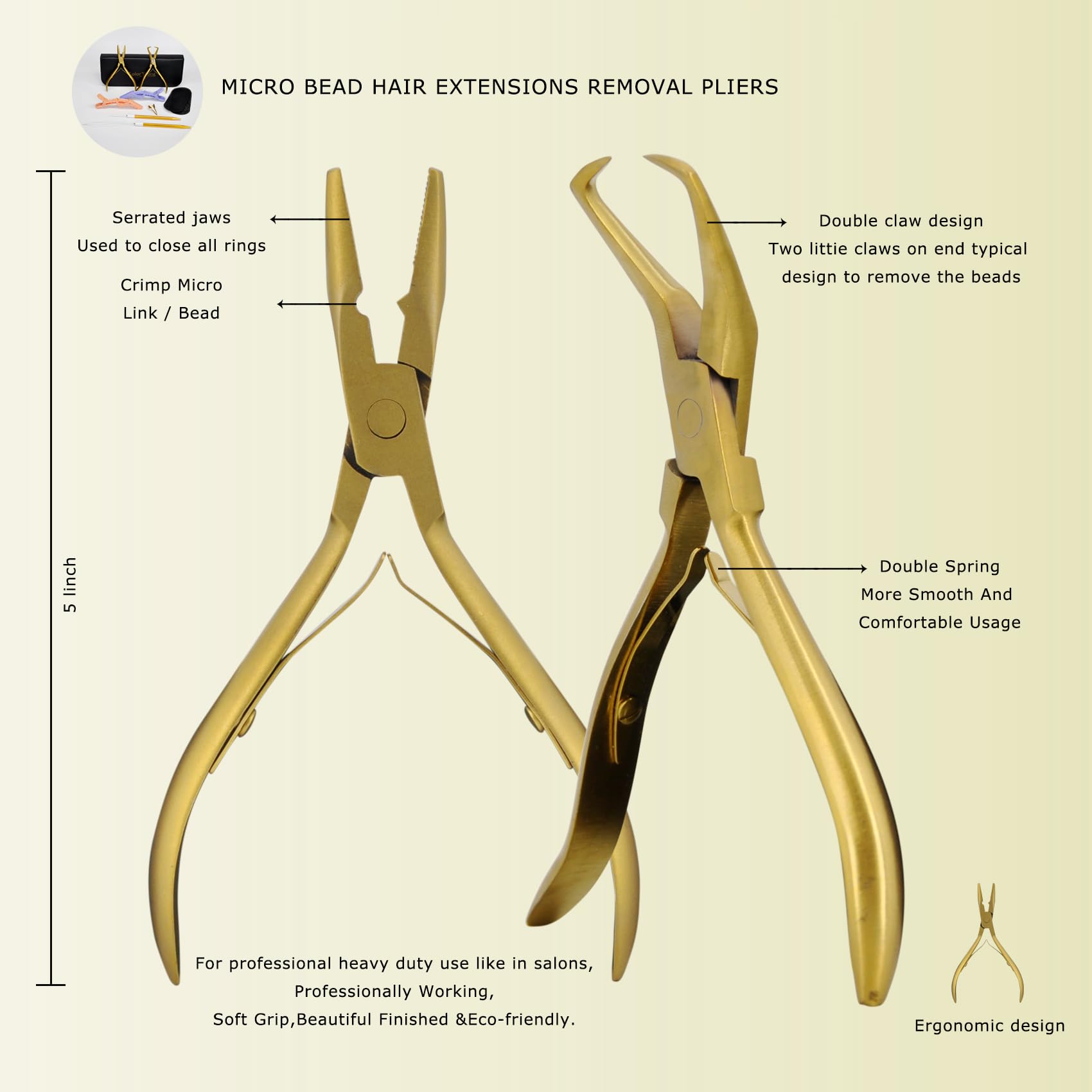 ColorYoung Microlink Tool Kit Micro Bead Hair Extensions Pliers Kits Hair Extension Bead Closer and Remover Pliers For Hair Exte