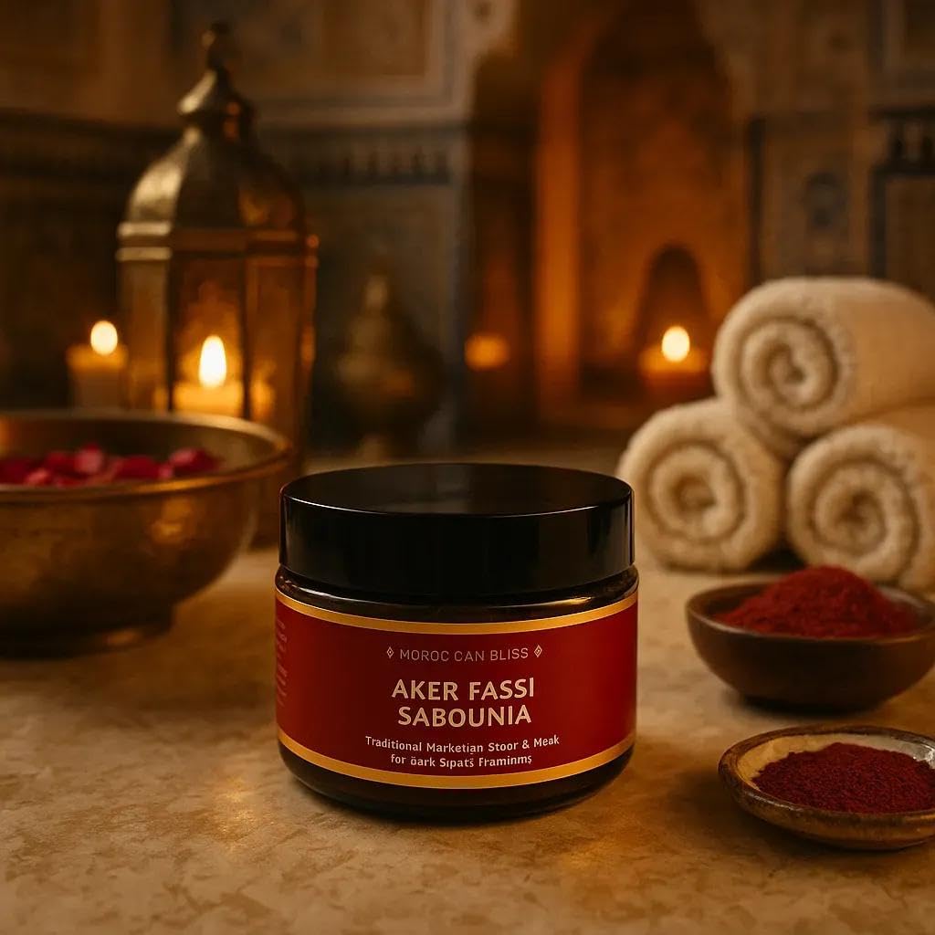 Ms Magic Secret Moroccan Black Soap With Aker Fassi | Aker Fassi Sabounia - 100% Natural Moroccan Red Poppy & Pomegranate Soap |