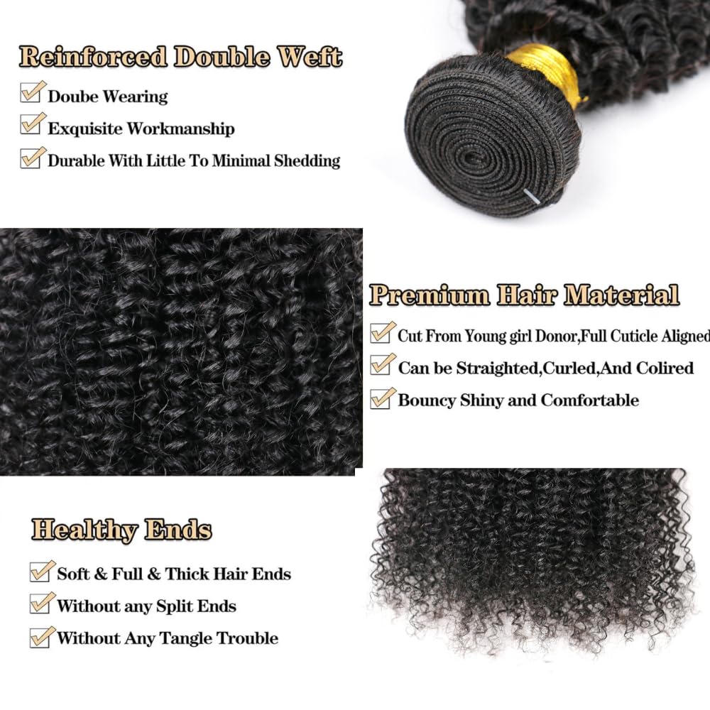 huarisi 10A Afro Curly Bundles Human Hair 100% Unprocessed Virgin Brazilian Kinky Curly Wave Human Hair Bundles Curly Weave Huma