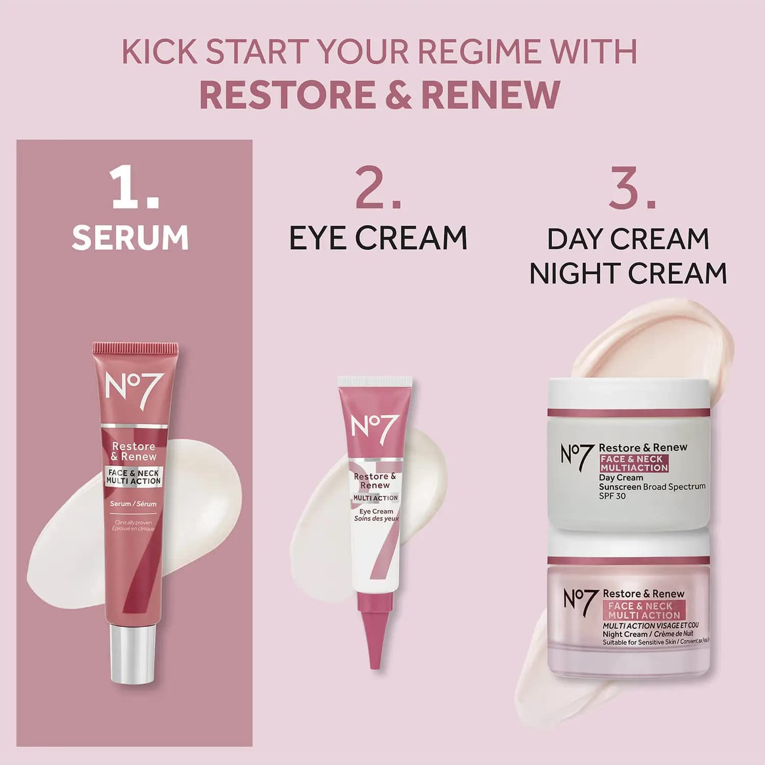 No7 Restore & Renew Face & Neck Multi Action Serum - Anti-Aging Retinol Serum For Deep Wrinkle Repair - Collagen Serum Formulate