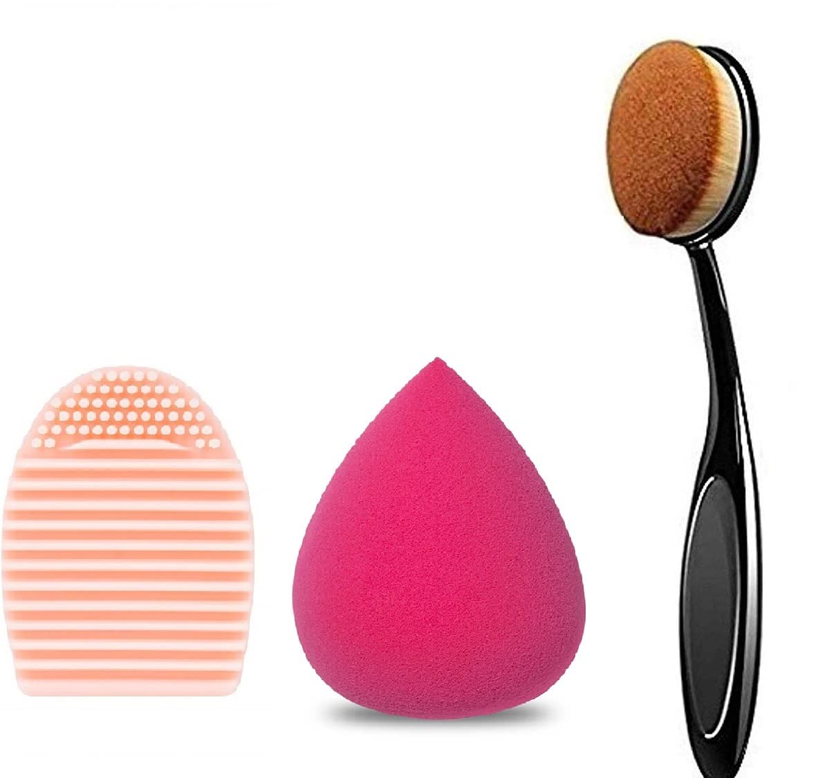 Komoko Beauty Blender Puff And Powder Foundation Brush With Makeup Brush Cleaner Brush Egg Shape Cleaning Glove Washing Scrubber