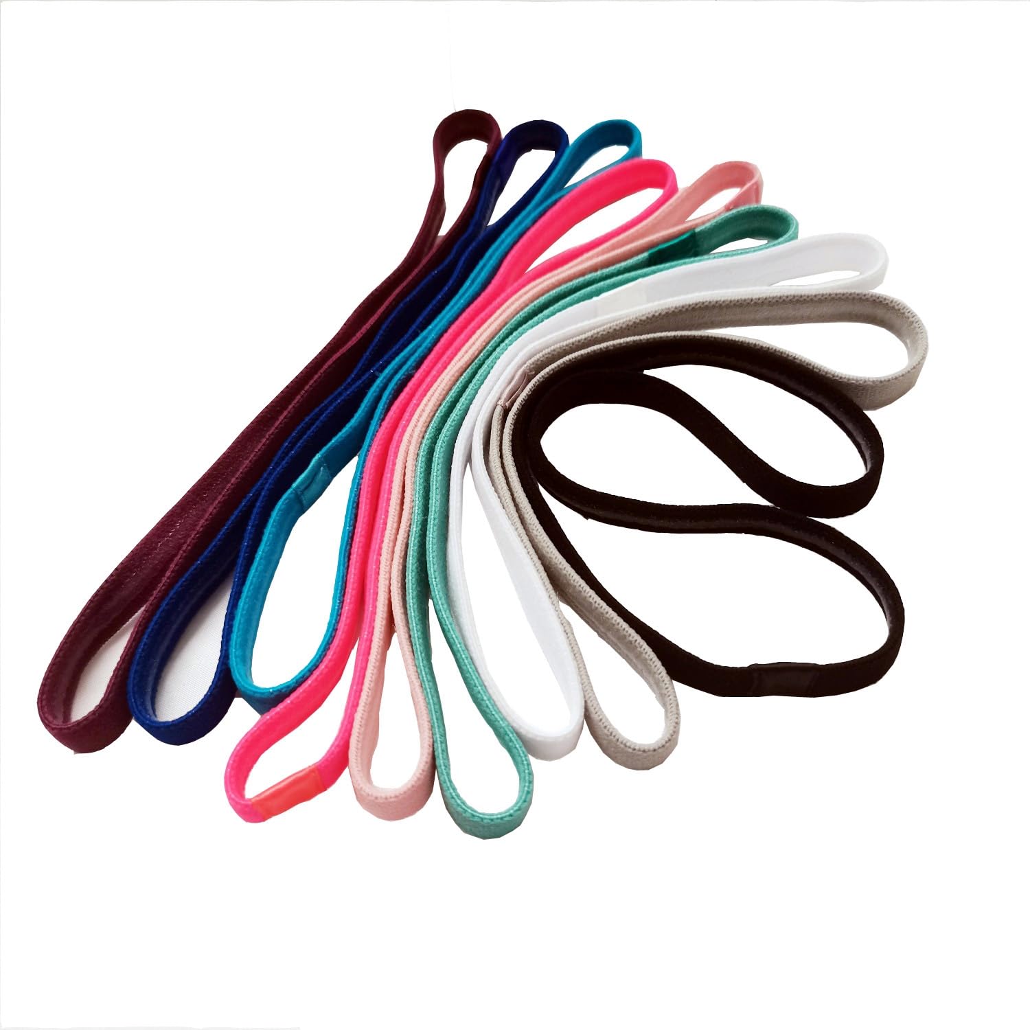 Hexchasty 9pcs Elastic Thin Headbands for Women Stretchy Skinny Headbands Sports Athletic Hair Bands for Women Men Girls Boys Te