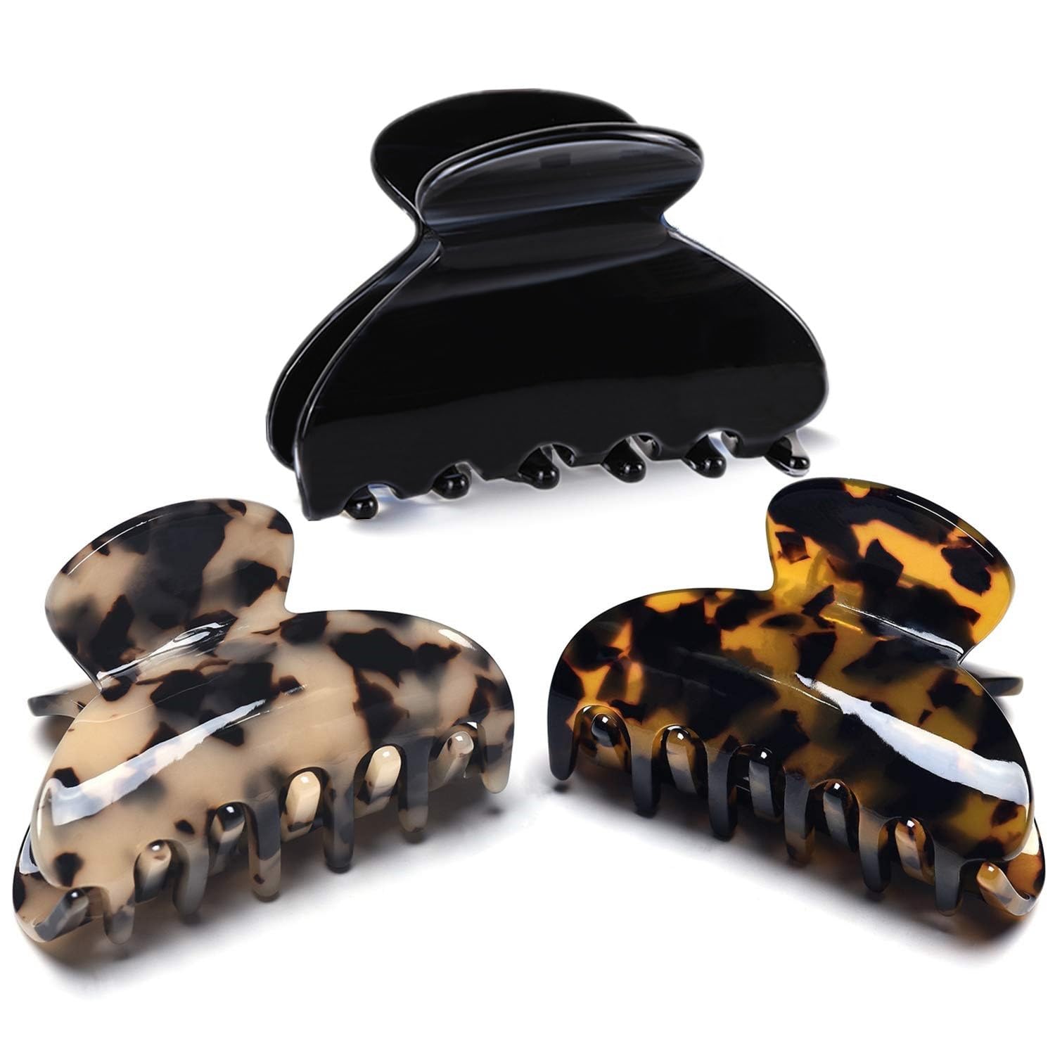 Medium Claw Hair Clips for Women Girls Tortoise Hair Jaw Clips Celluloid Hair Claw Clamps Leopard Print Hair Clasp 3 Pack Mother