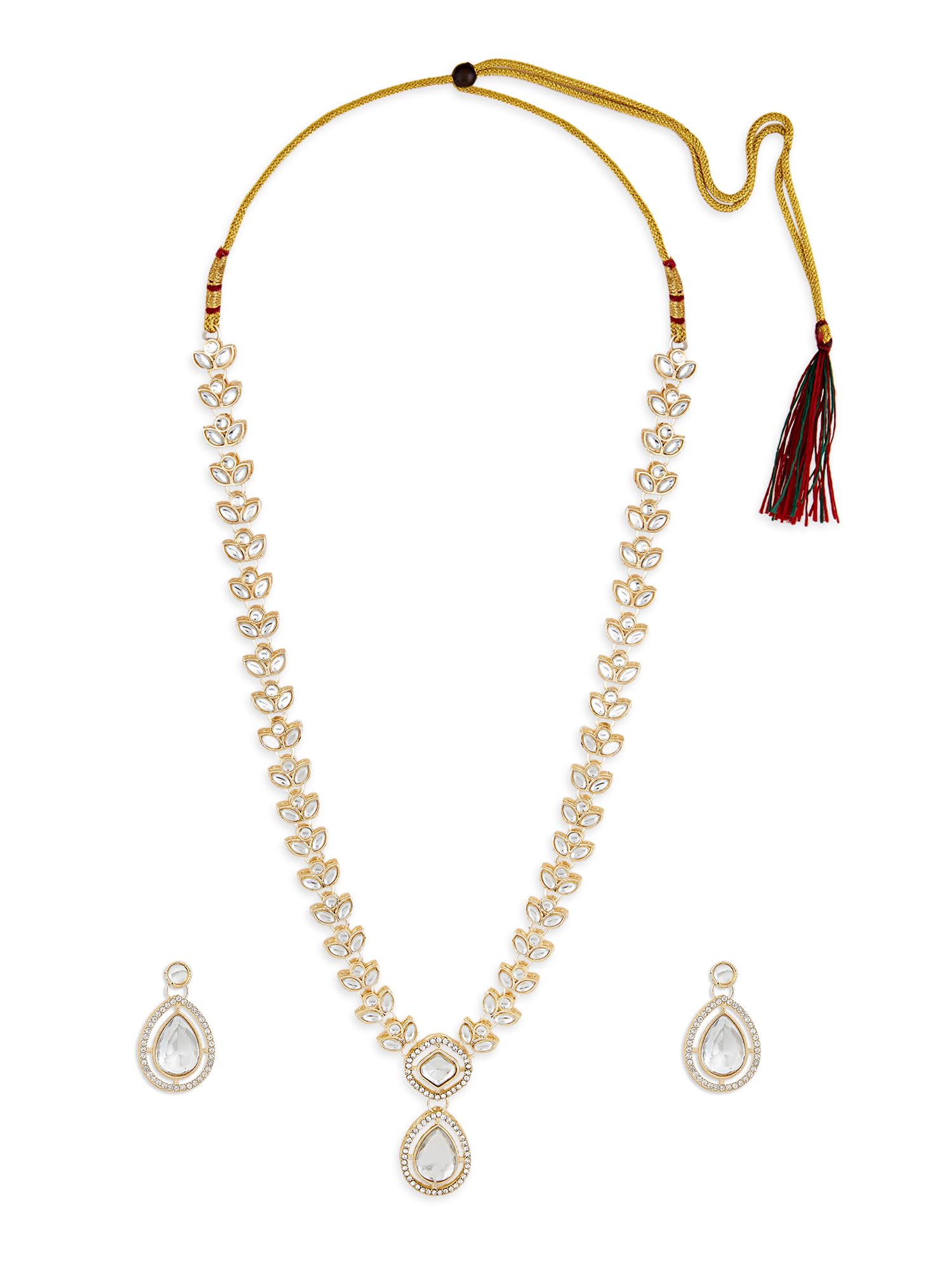 Zaveri Pearls Gold Tone Dazzling Stones Austrian Diamonds Embellished Necklace & Earring Set For WomenZpfk18890