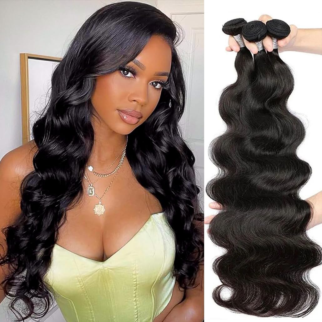 Body Wave Bundles Human Hair 18 20 22Inch Body Wave 3 Bundles Human Hair for Black Women 12A Grade 100% Unprocessed Brazilian Vi