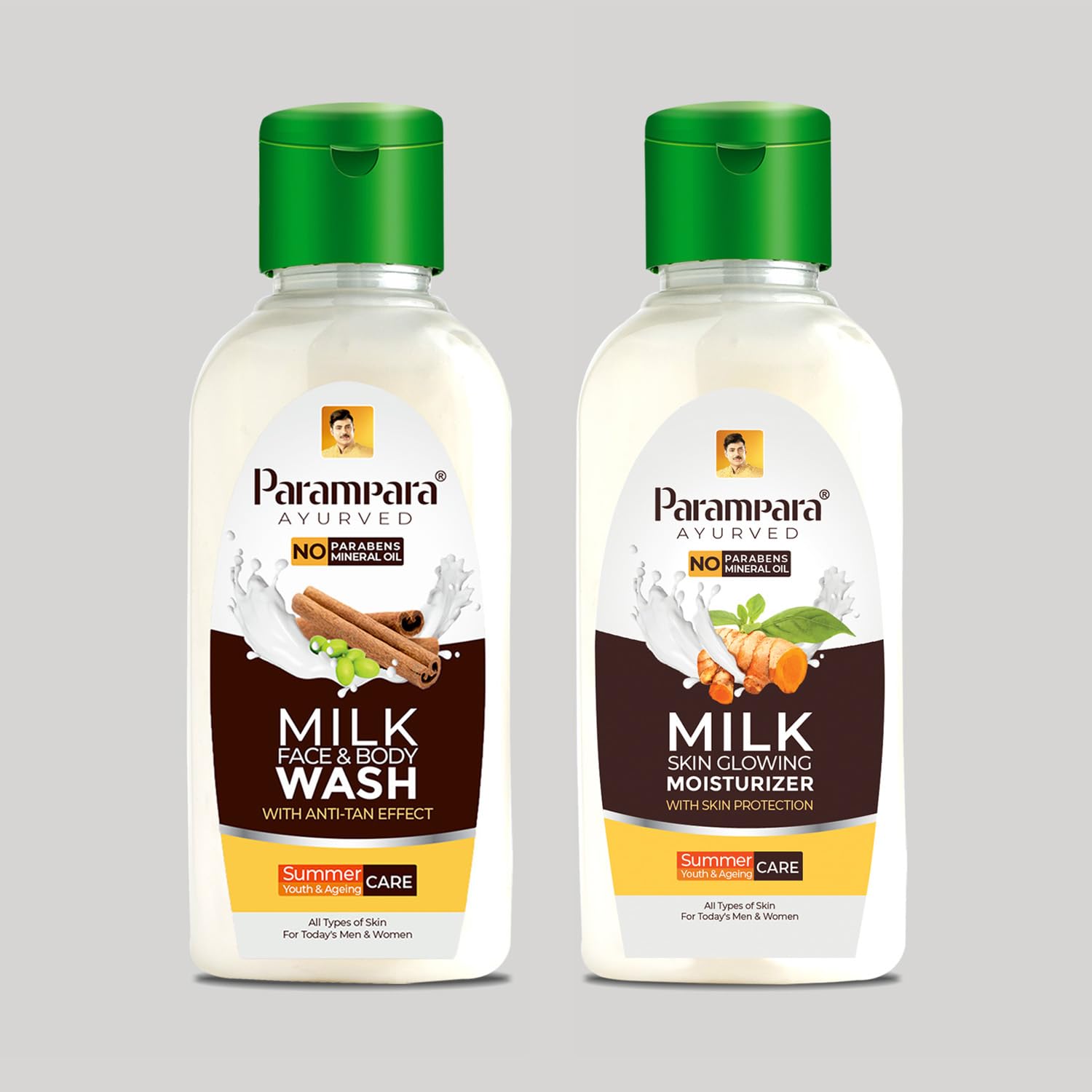 Parampara Ayurved Milk Face Wash & Skin Glowing Moisturizer Combo | Daily Skin Care For Glowing, Hydrated & Nourished Skin | Nat