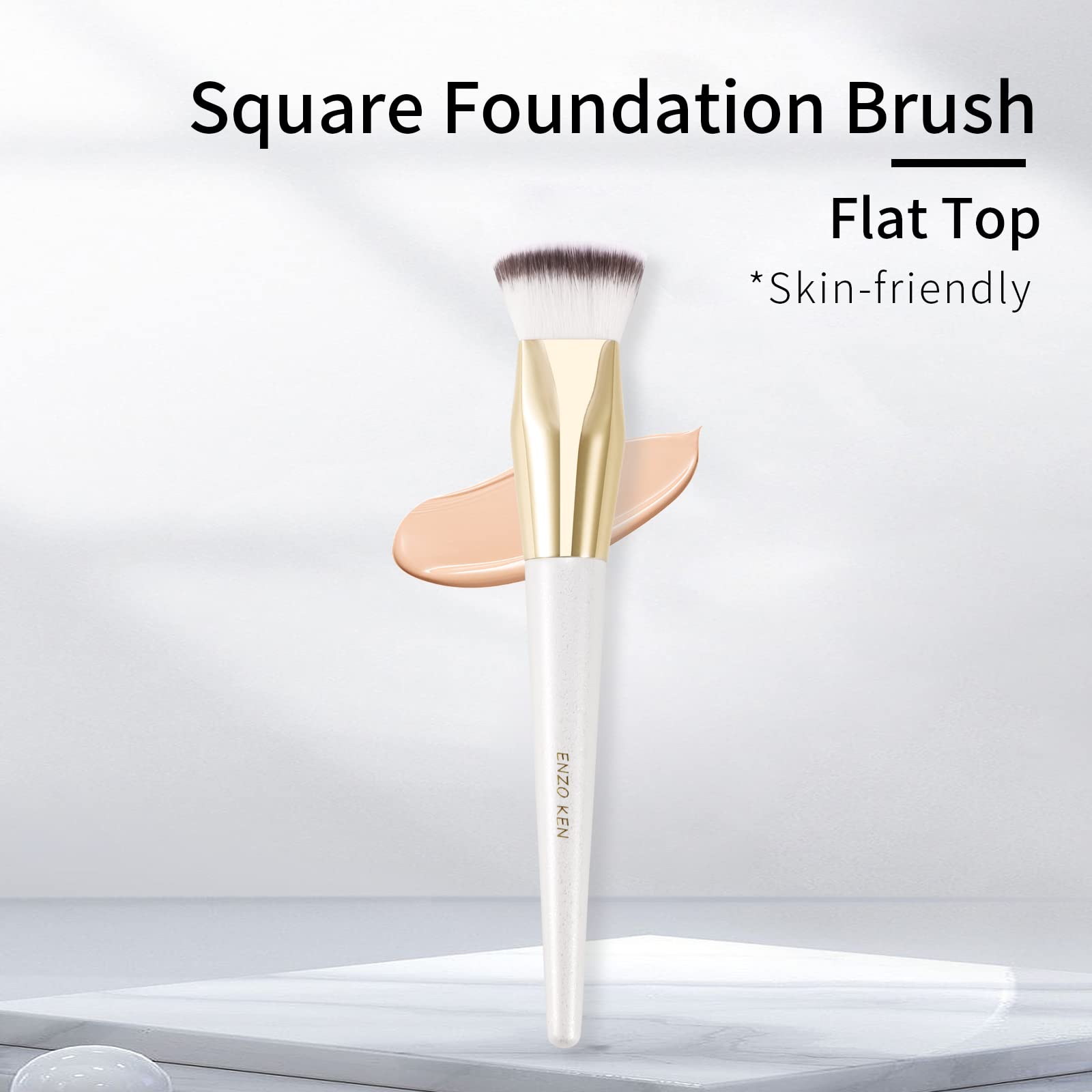 Square Foundation Brush For Liquid Makeup By Enzo Ken, Flat Foundation Brush, Liquid Foundation Brush, Flat Makeup Brush, Liquid