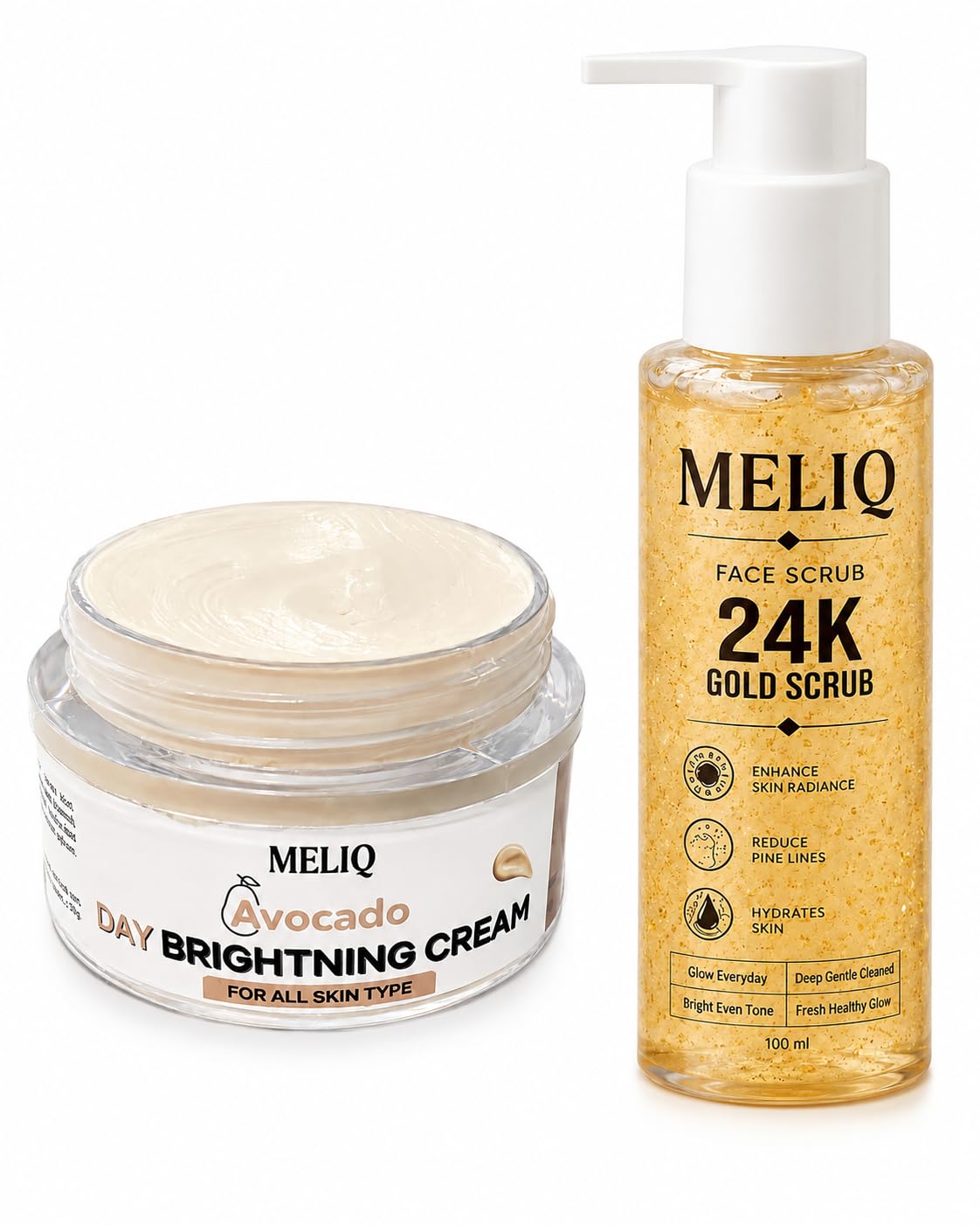 Meliq Day Brightening Face Cream With Face Wash Combo | Korean Glow Skin Care Kit | Deep Cleansing Face Wash & Hydrating Moistur