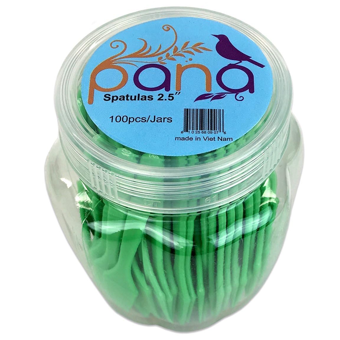 Pana 100Pcs Cosmetic Make Up Disposable Plastic 2.5'' Spatulas Skin Care Facial Cream Mask Spatula (100 Pieces In A Container) (