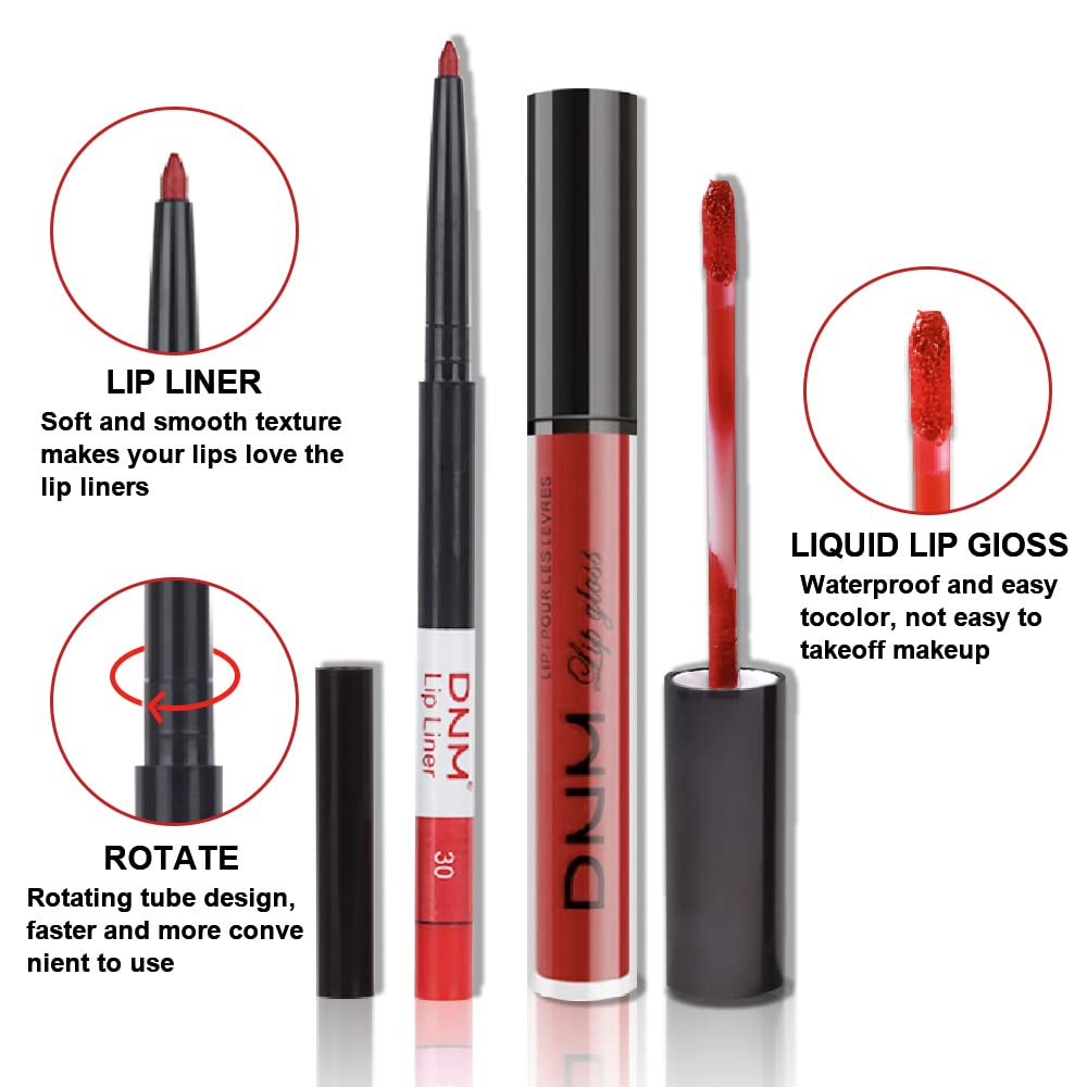 Evpct Dnm 2Pcs Dark Oxblood Red Matte Lip Liner And Lipstick Combo Lip Gloss Stains Pencil Makeup Set Women Long Lasting 24 Hour