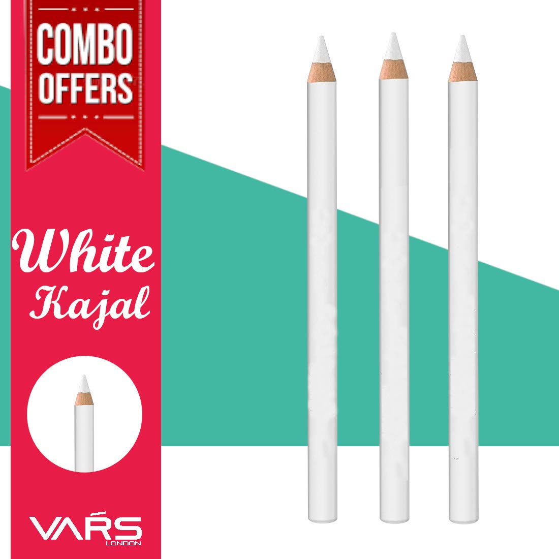 Vars; London Hd Suede White Kohl Kajal Pencil Pack Of 3 | White Kajal Combo Pack