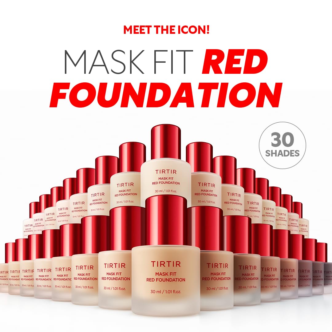TIRTIR Mask Fit Red Foundation?Long Lasting Flawless Coverage, Energy Essence, Lightweight, Hydrating, Pore-Blurring, Breathable