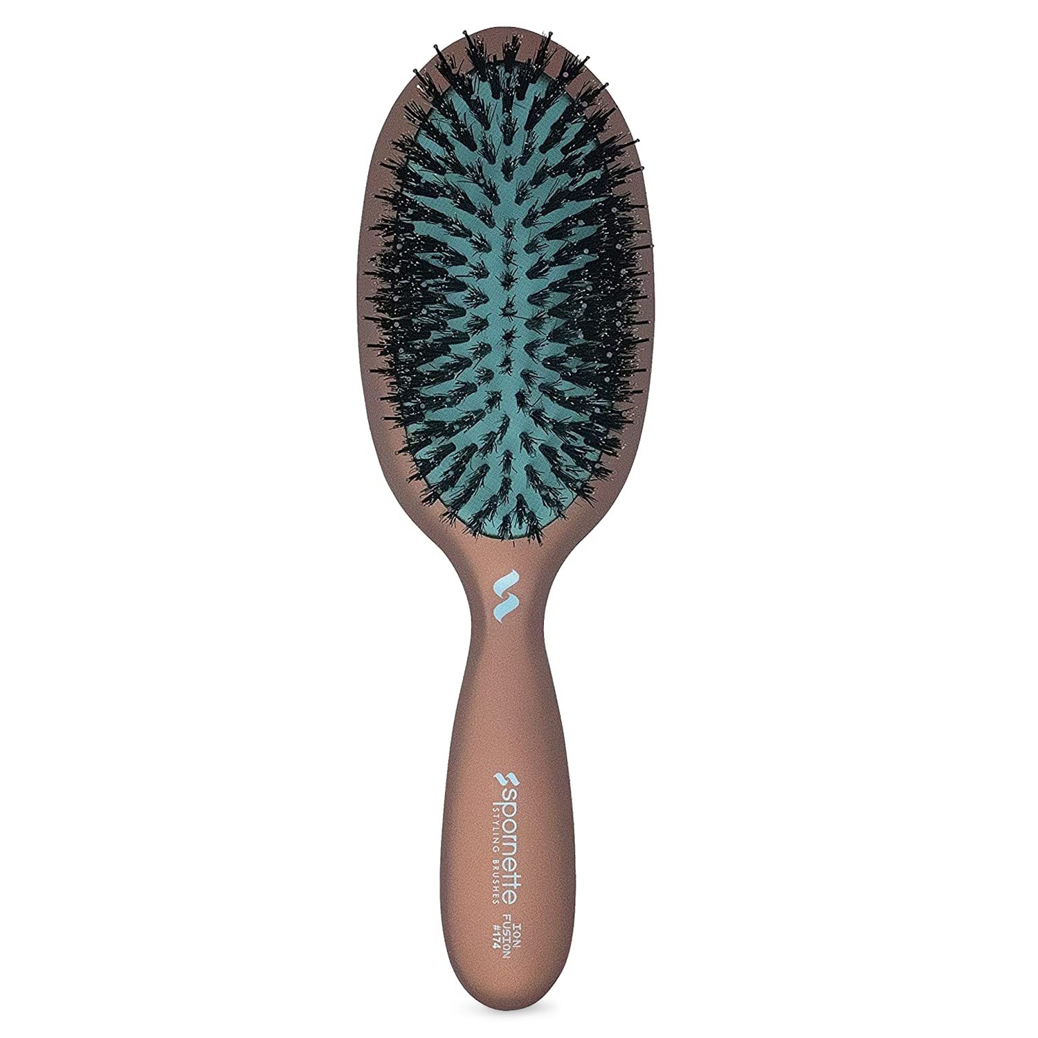 Spornette Ion Fusion Cushion Oval Brush - Boar & Nylon Bristle Mix for Brushing Out, Smoothing, Detangling, Styling and Setting 