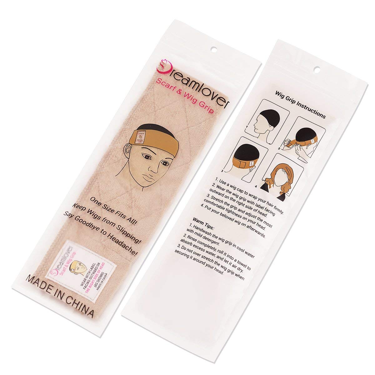 Dreamlover Wig Grip Headband - Tan, Lace Material, One Size, 2 Pieces for Secure Wig Wear