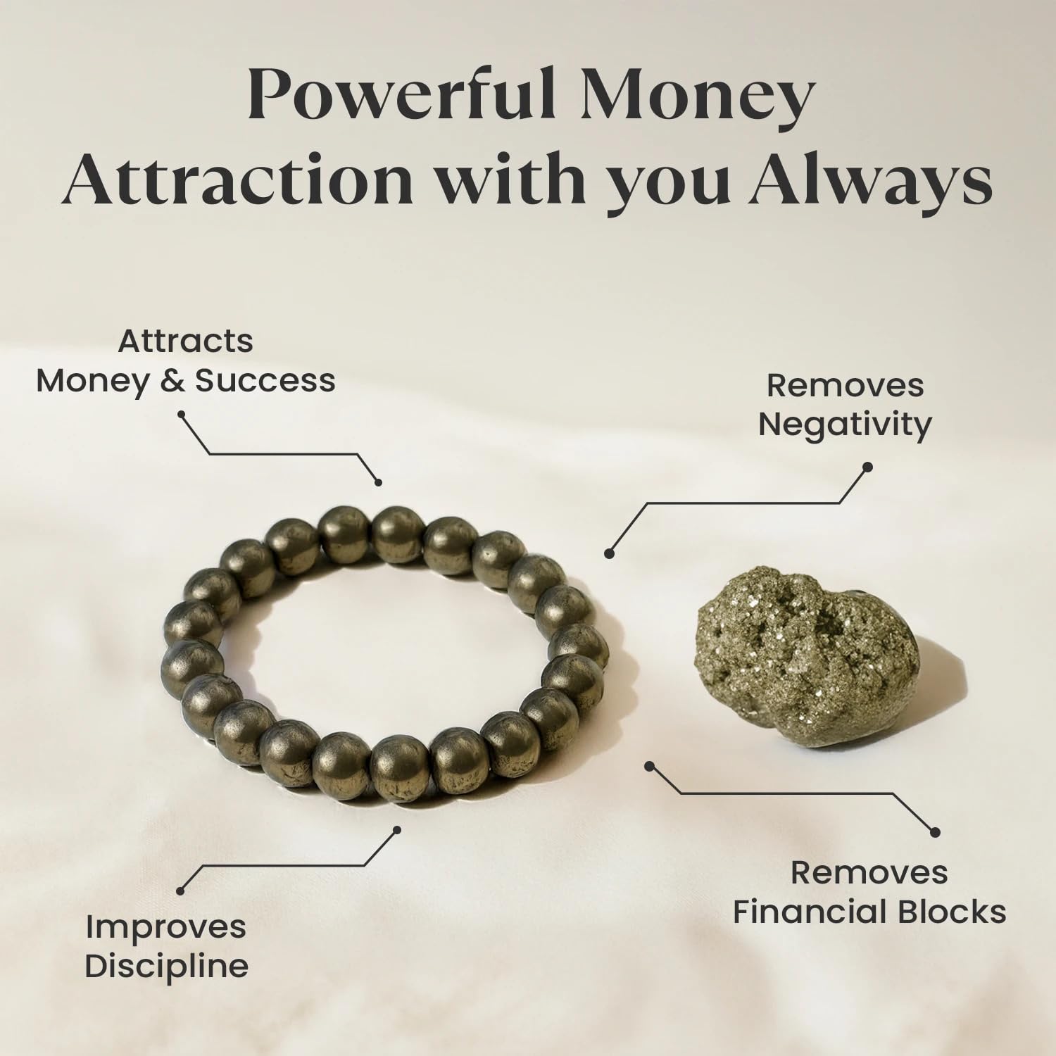 Astrotalk Dhan Varsha Combo | Pyrite Stone Original for Wealth & Abundance | Pyrite Bracelet Original Certified for Manifestation | Bracelet for Man & Woman