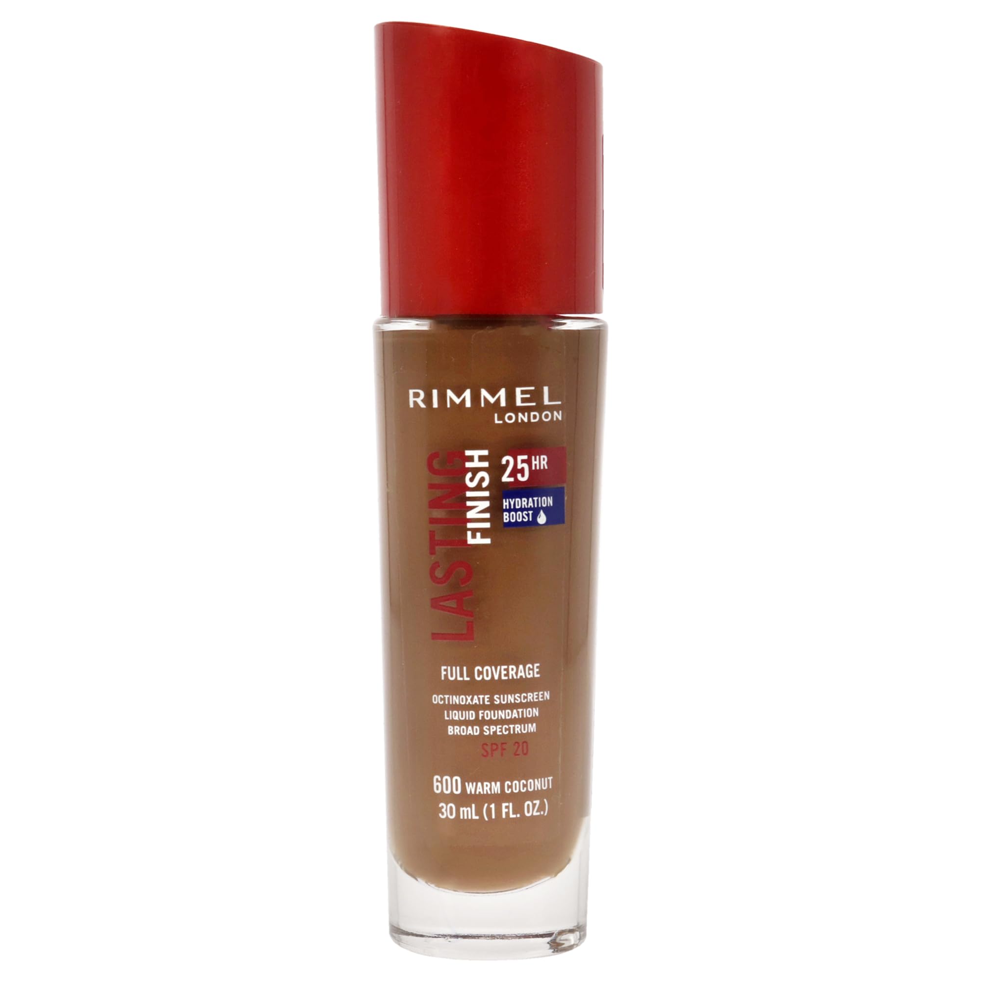 Rimmel London Lasting Finish 25Hr - 600 Warm Coconut - Foundation, 25-Hour Wear, Full Coverage, Waterproof, 1Oz