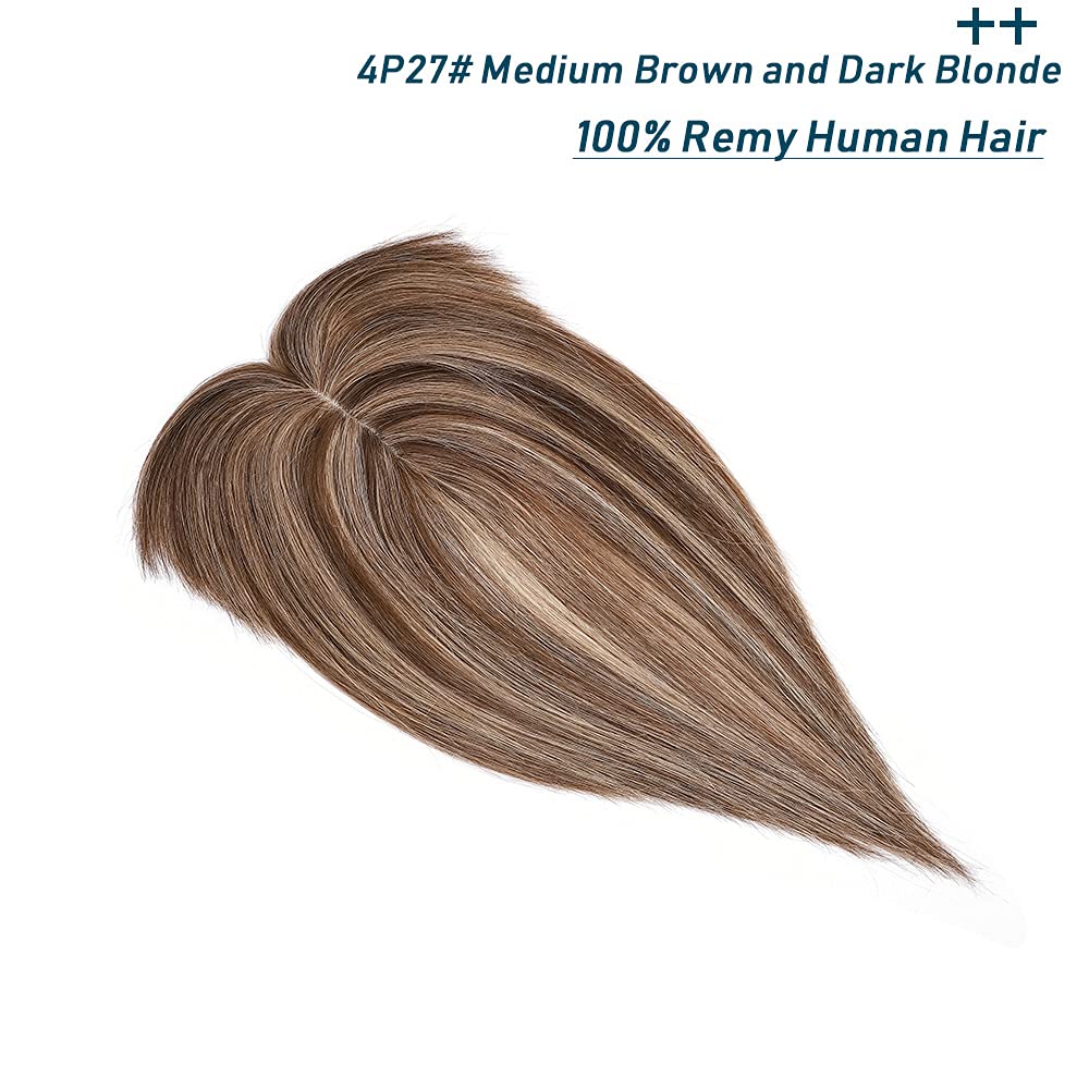 SEGO Topper Hair Piece 100% Remy Human Hair Toppers with Bangs for Women Hand-made Silk Base Clip in Topper Wiglets Hairpieces f