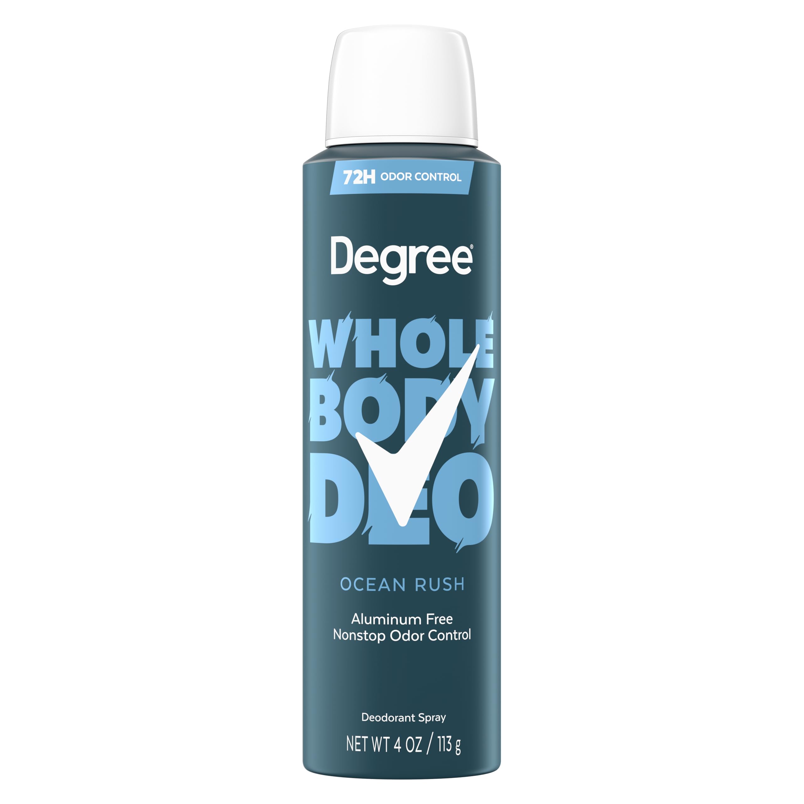 Degree Men Whole Body Deodorant Ocean Rush Spray for Men Aluminum Free 72H Odor Protection 4 oz